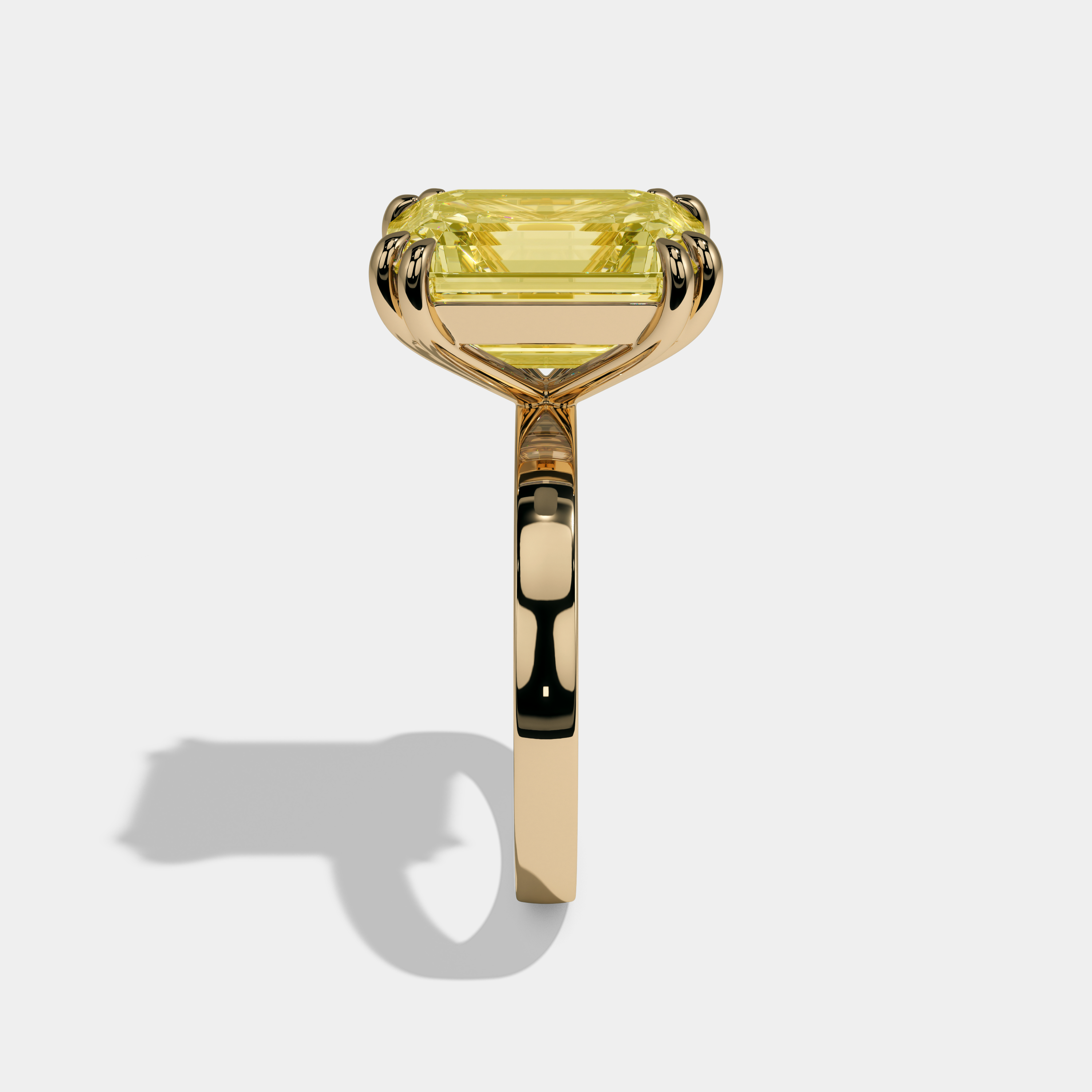 Victoria Fancy Yellow Emerald Cut Diamond Hidden Band Engagement Ring 10ct 18K Yellow Gold