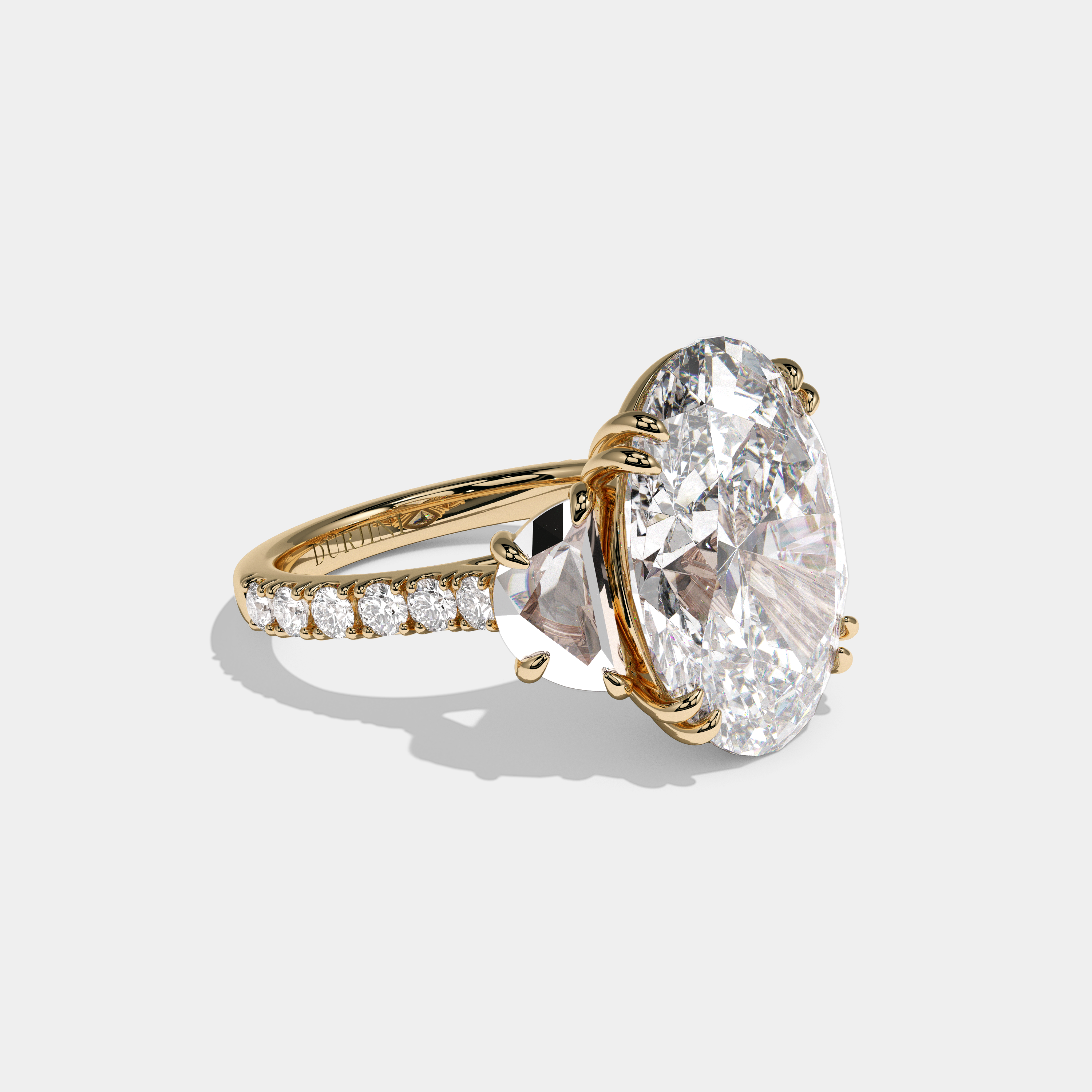Sophia Oval Cut Diamond Halo With Half Moon Side Engagement Ring 10ct 18k Yellow Gold