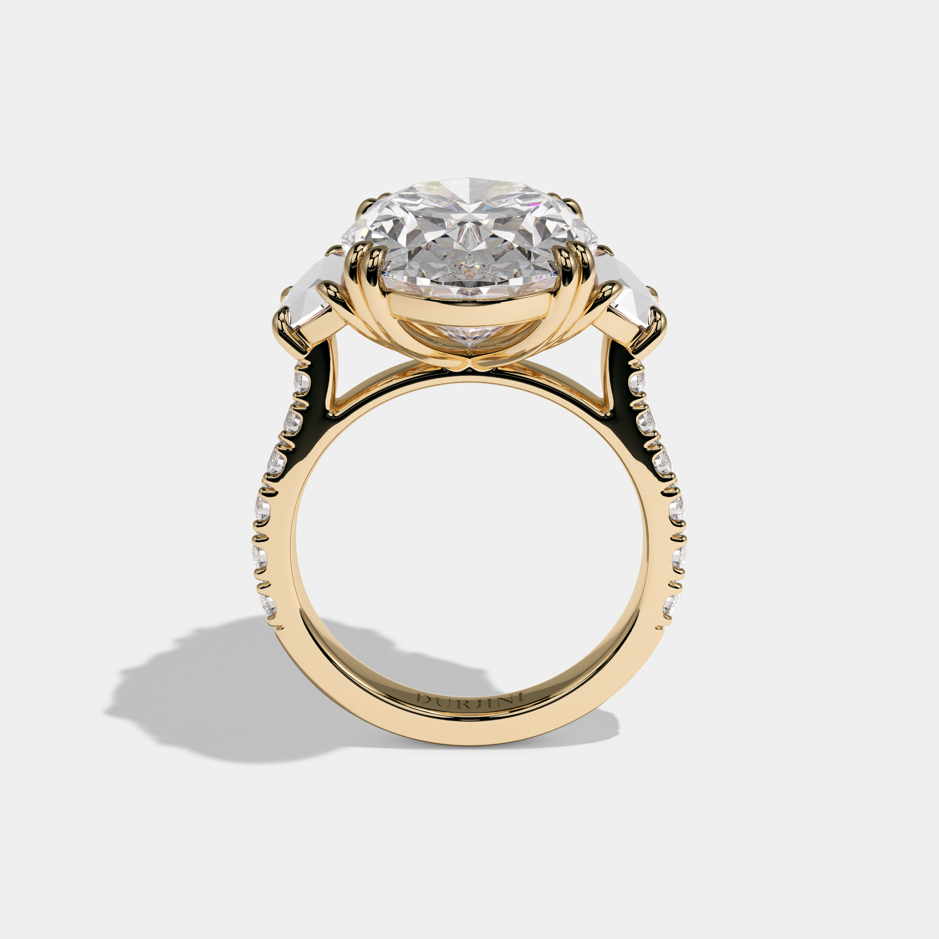 Sophia Oval Cut Diamond Halo With Half Moon Side Engagement Ring 10ct 18k Yellow Gold