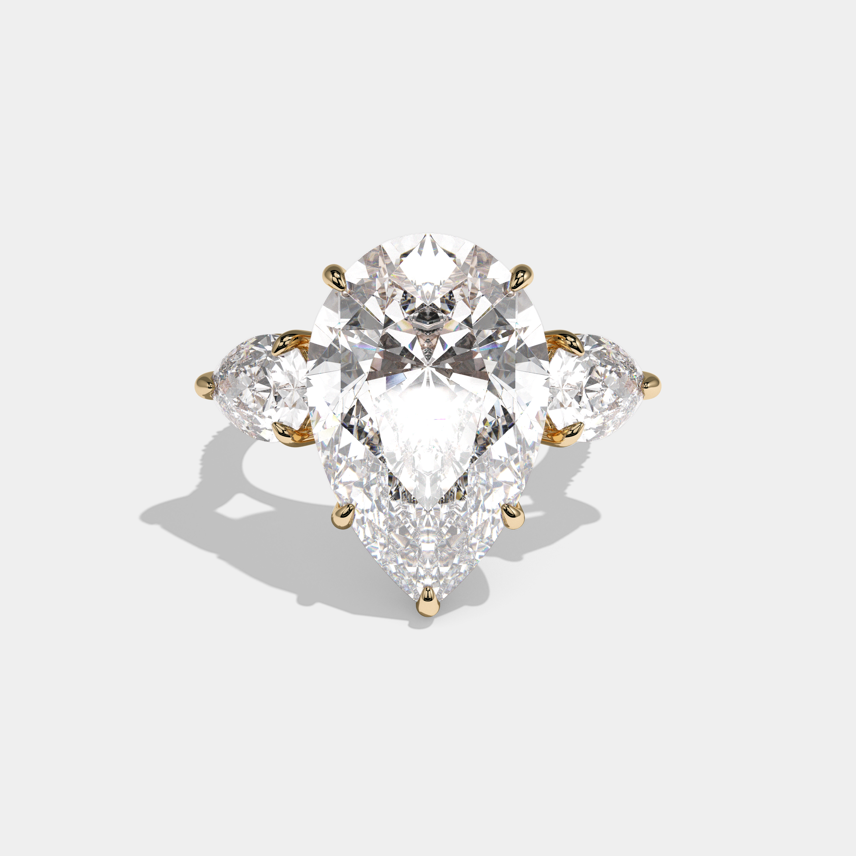 Henrietta Pear Cut Diamond Halo With Pear Side Engagement Ring 10ct 18k Yellow Gold