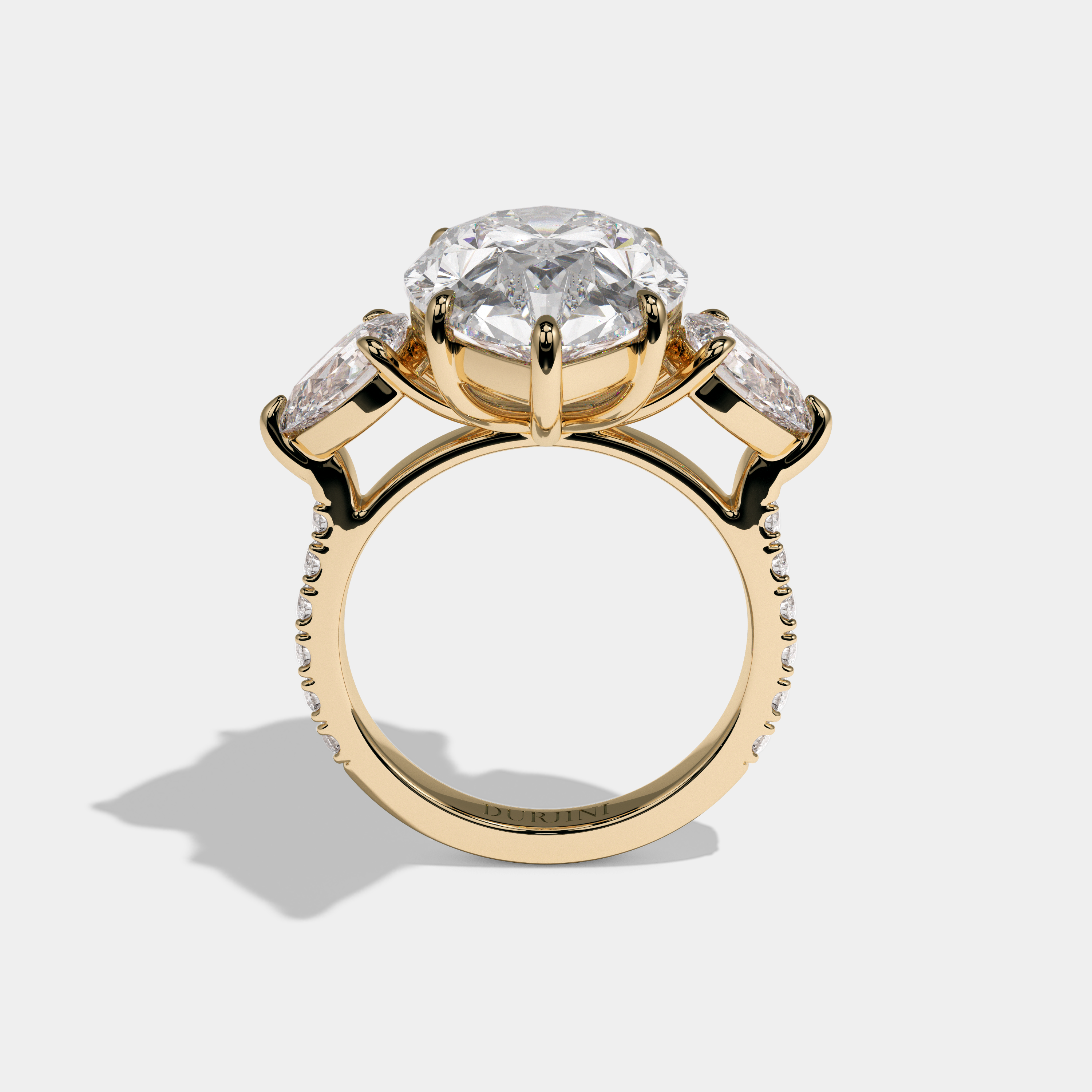 Henrietta Pear Cut Diamond Halo With Pear Side Engagement Ring 10ct 18k Yellow Gold