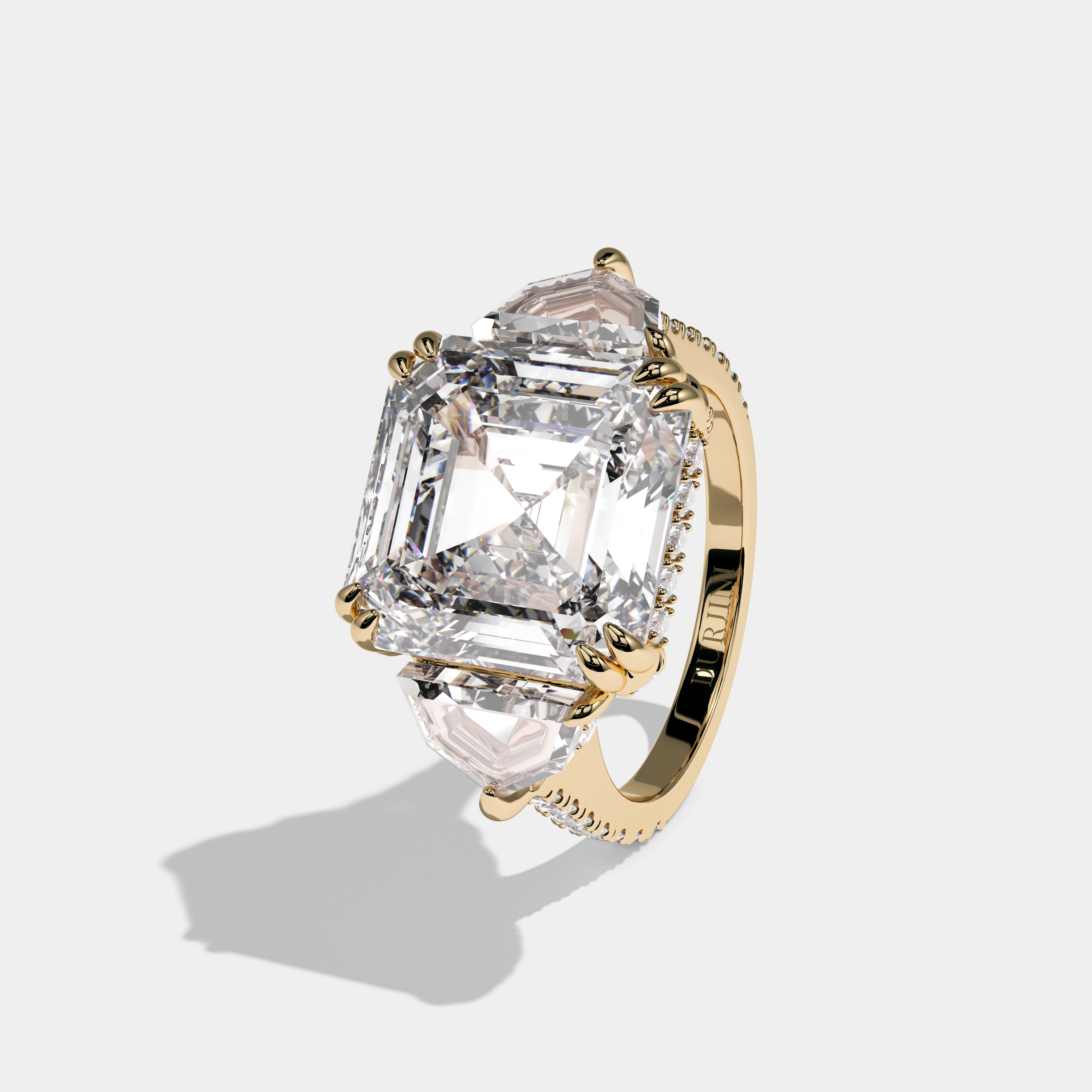 Mary Asscher Cut Diamond Halo With Step Cut Sides Engagement Ring 10ct 18k Yellow Gold