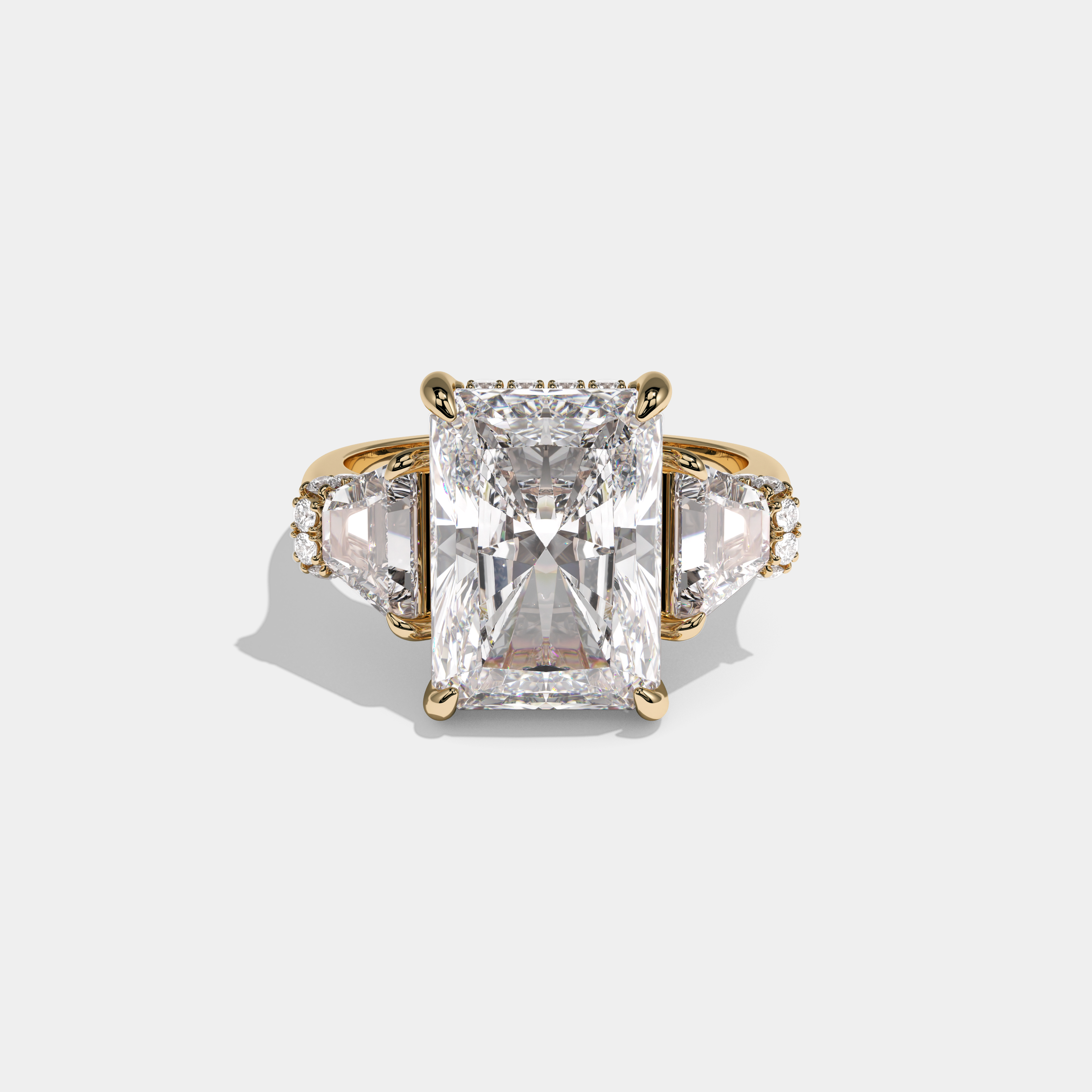 Camilla Radiant Cut Diamond Halo Plain Band Engagement Ring 10ct 18k Yellow Gold