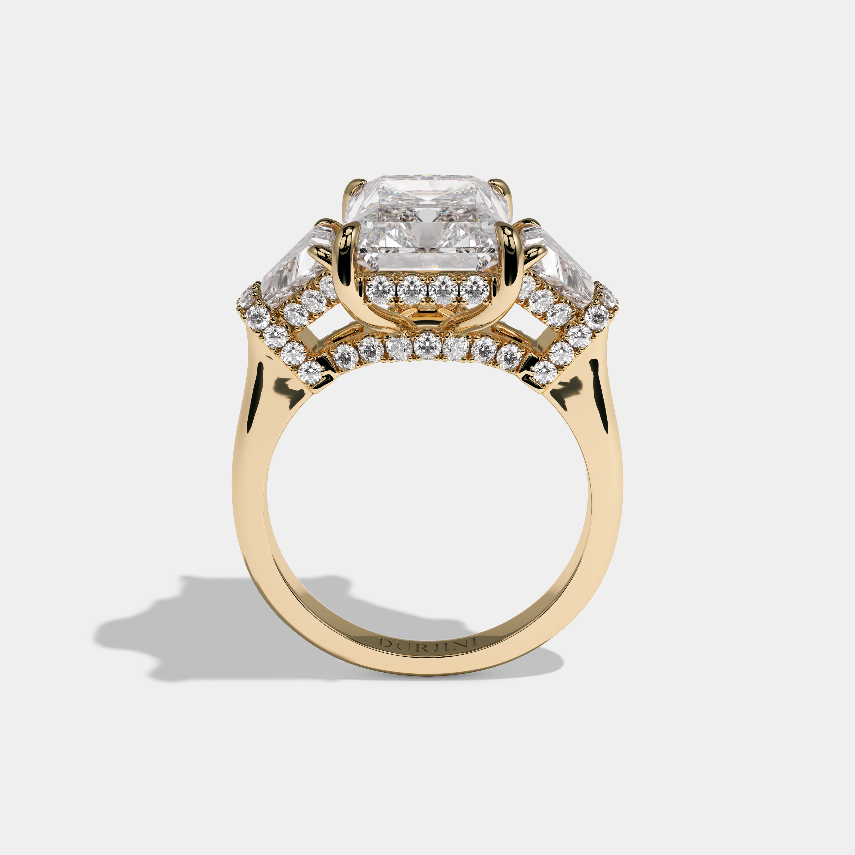 Camilla Radiant Cut Diamond Halo Plain Band Engagement Ring 10ct 18k Yellow Gold