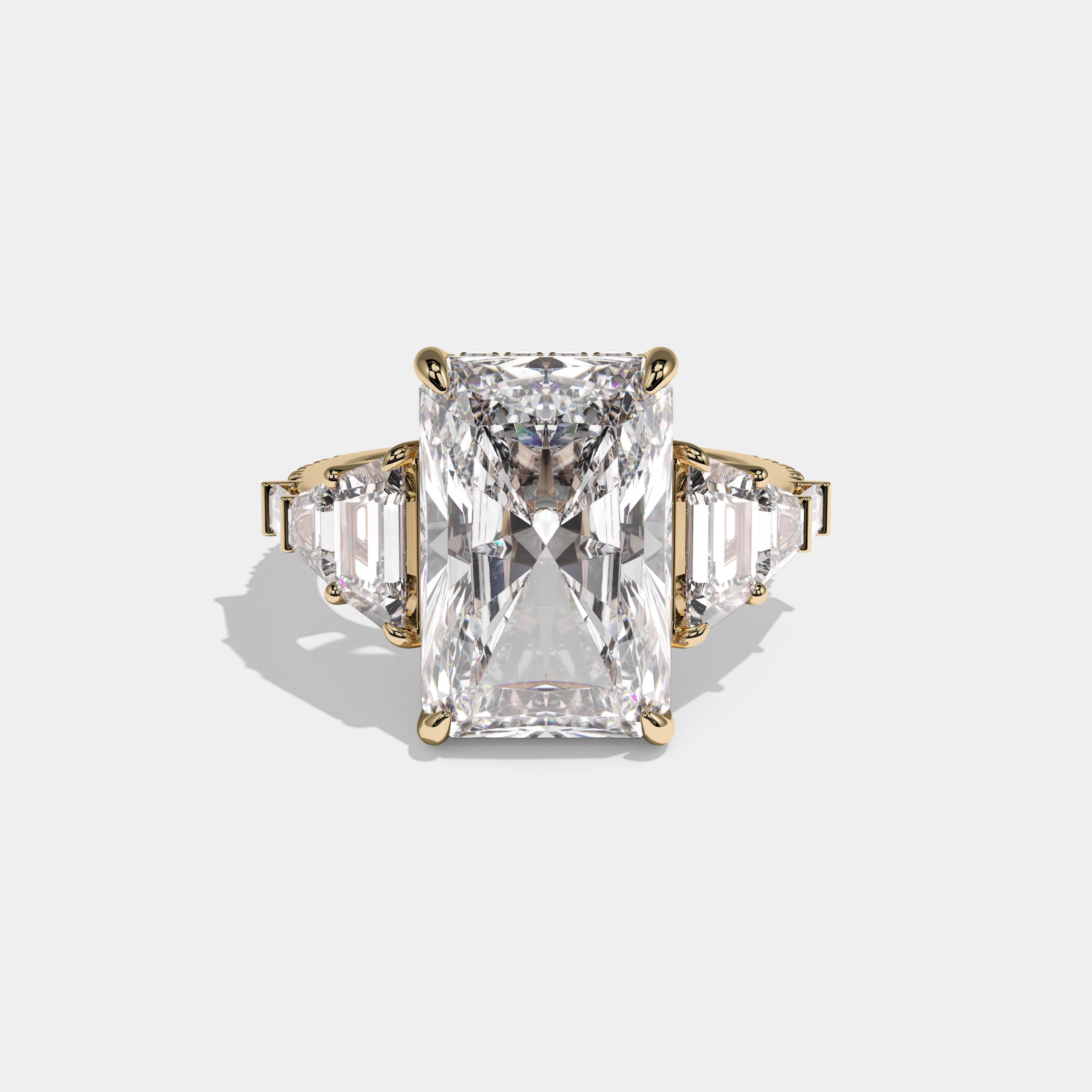 Caroline Radiant Cut Diamond Halo With Step Cut Sides Engagement Ring 10ct 18k Yellow Gold