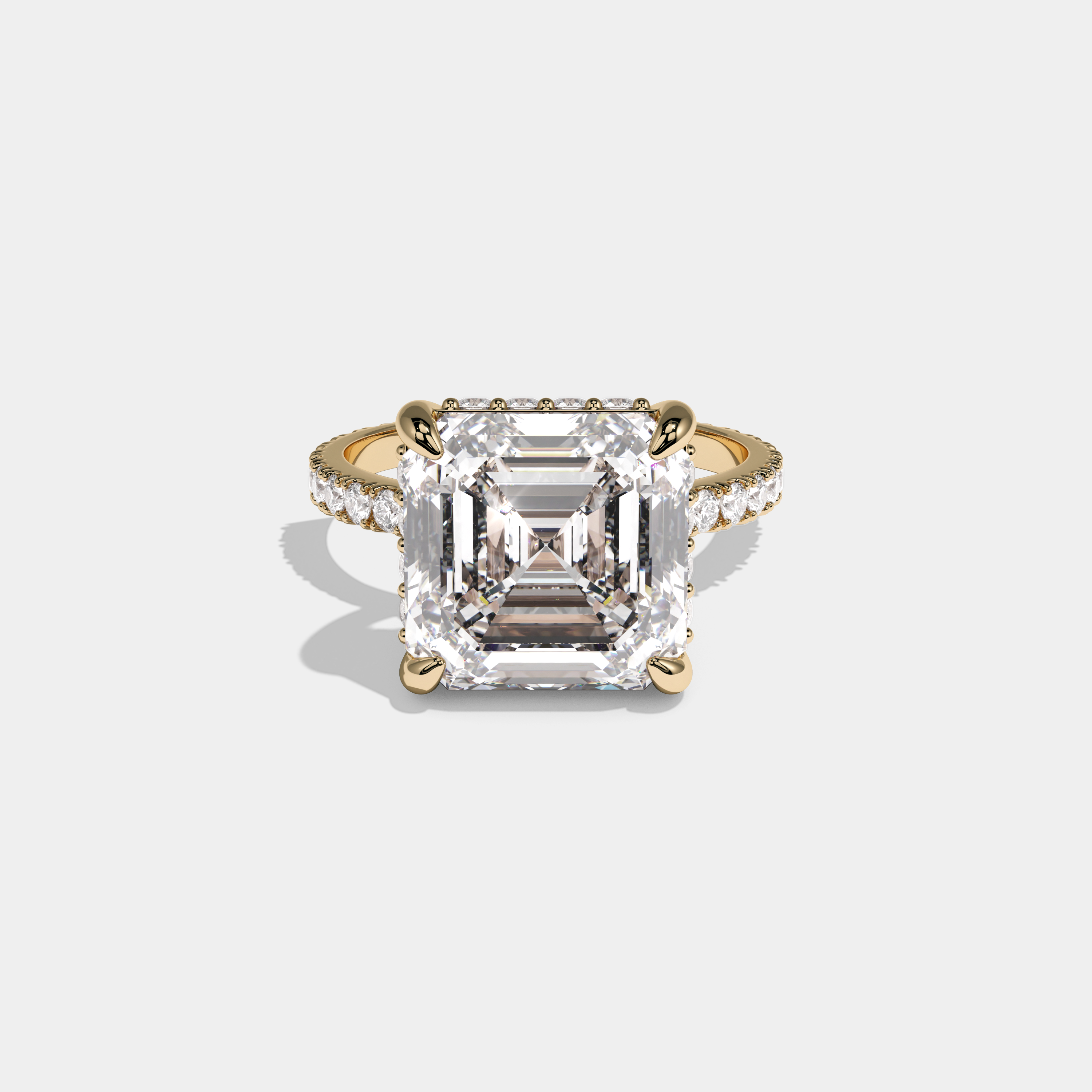 Charlotte Asscher Cut Diamond Halo Engagement Ring 10ct 18k Yellow Gold