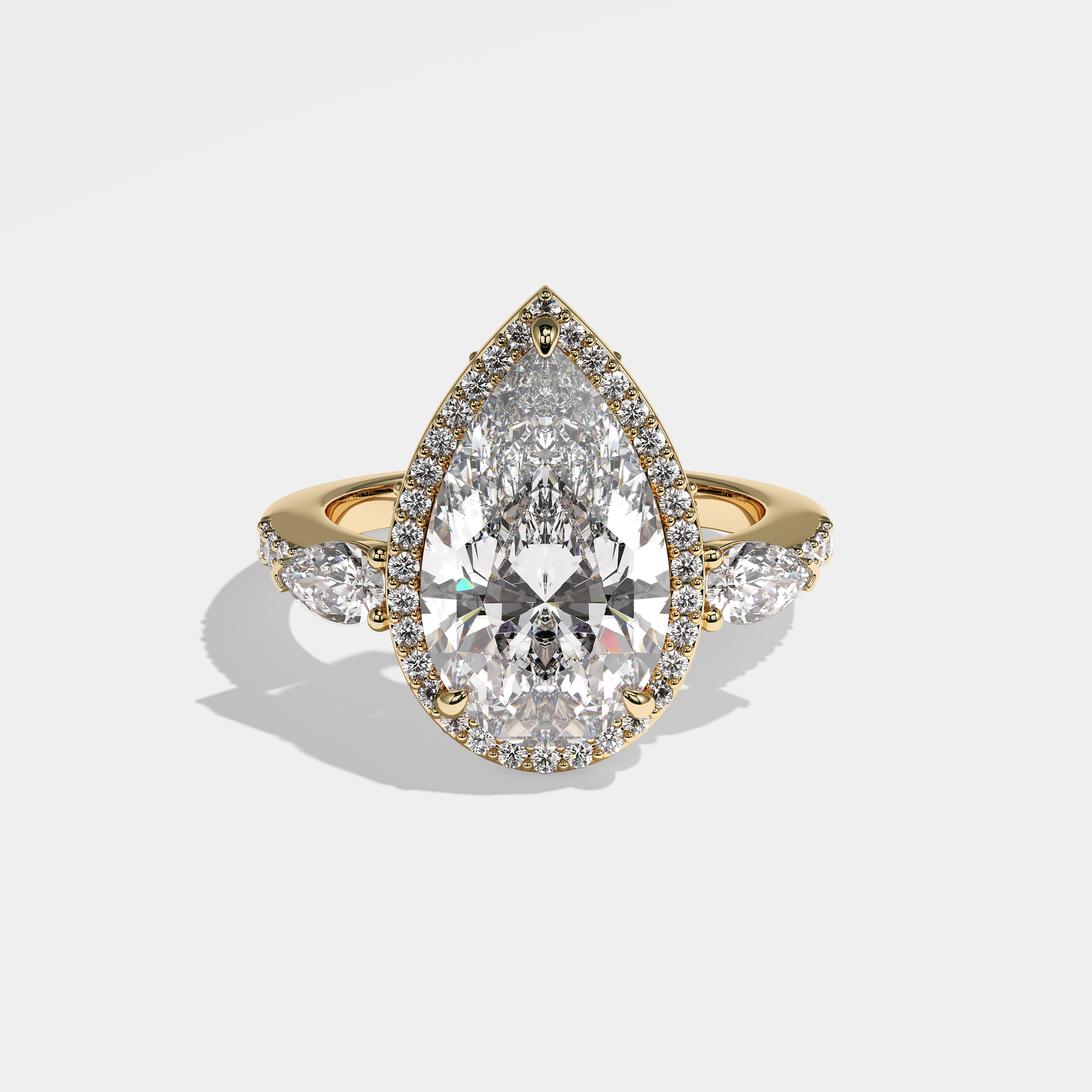 Sienna Diamond Pear Halo Engagement Ring 18K Yellow Gold 11.00ct