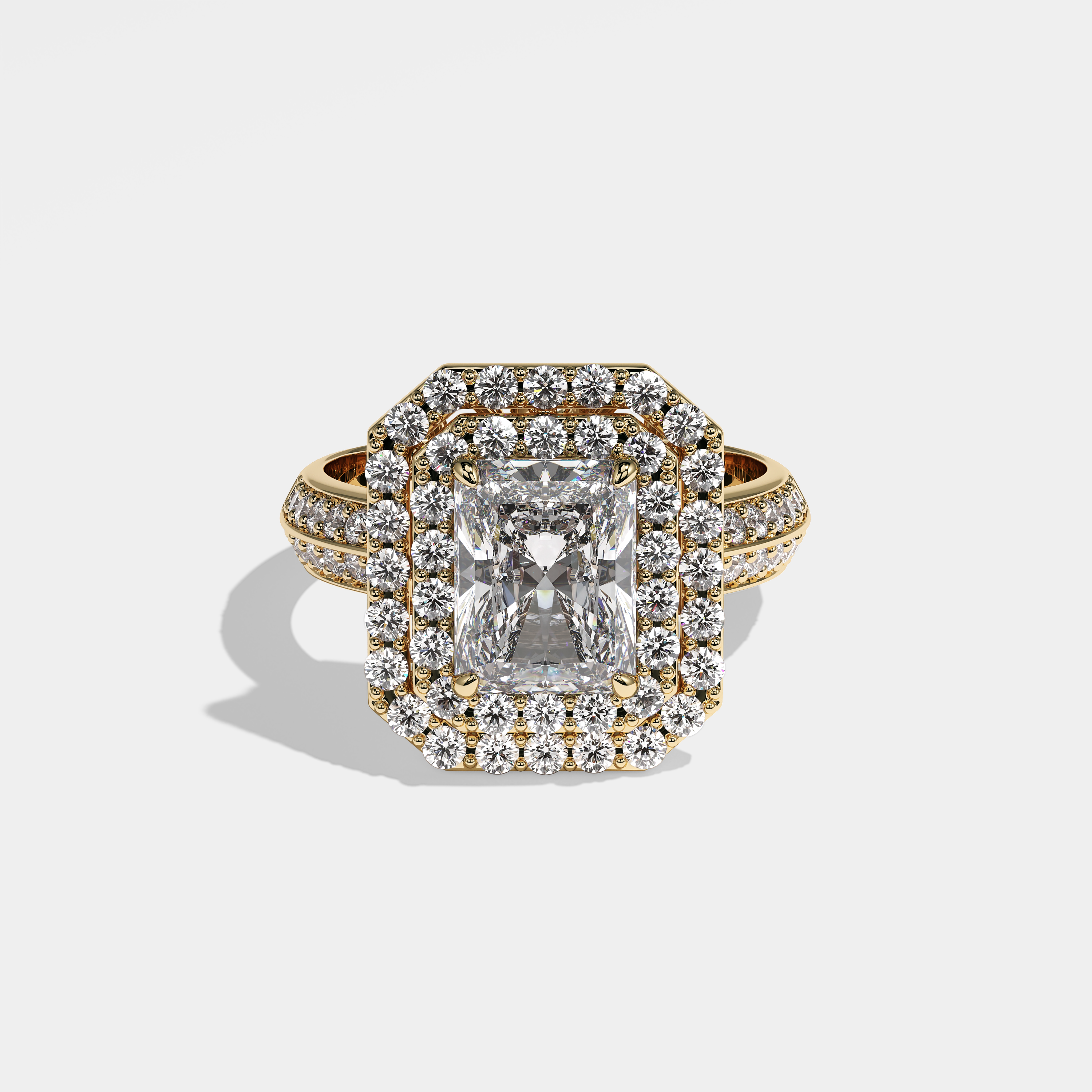Blair Diamond Radiant Halo Engagement Ring 18K Yellow Gold 8.00ct