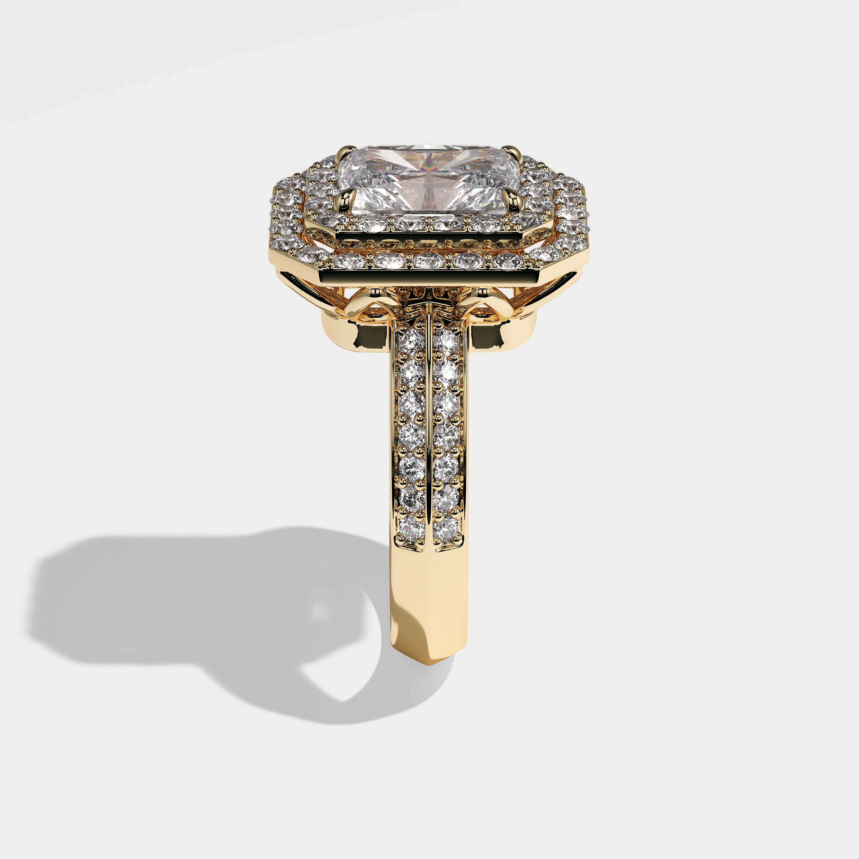 Blair Diamond Radiant Halo Engagement Ring 18K Yellow Gold 8.00ct