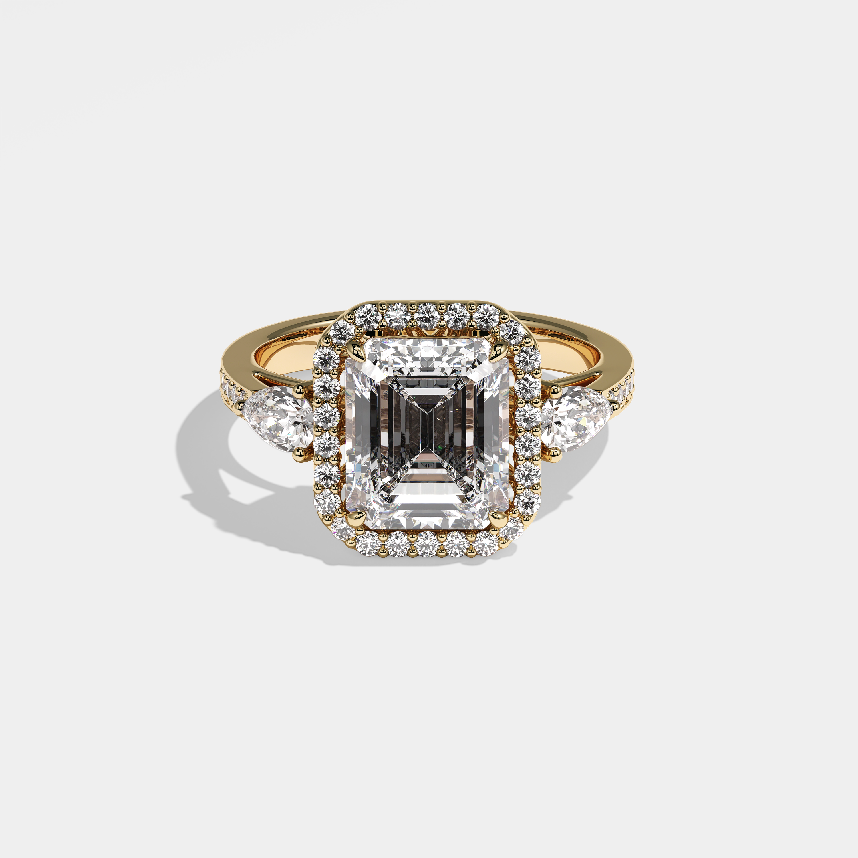 Atlas Diamond Emerald Engagement Ring 18K Yellow Gold 8.00ct