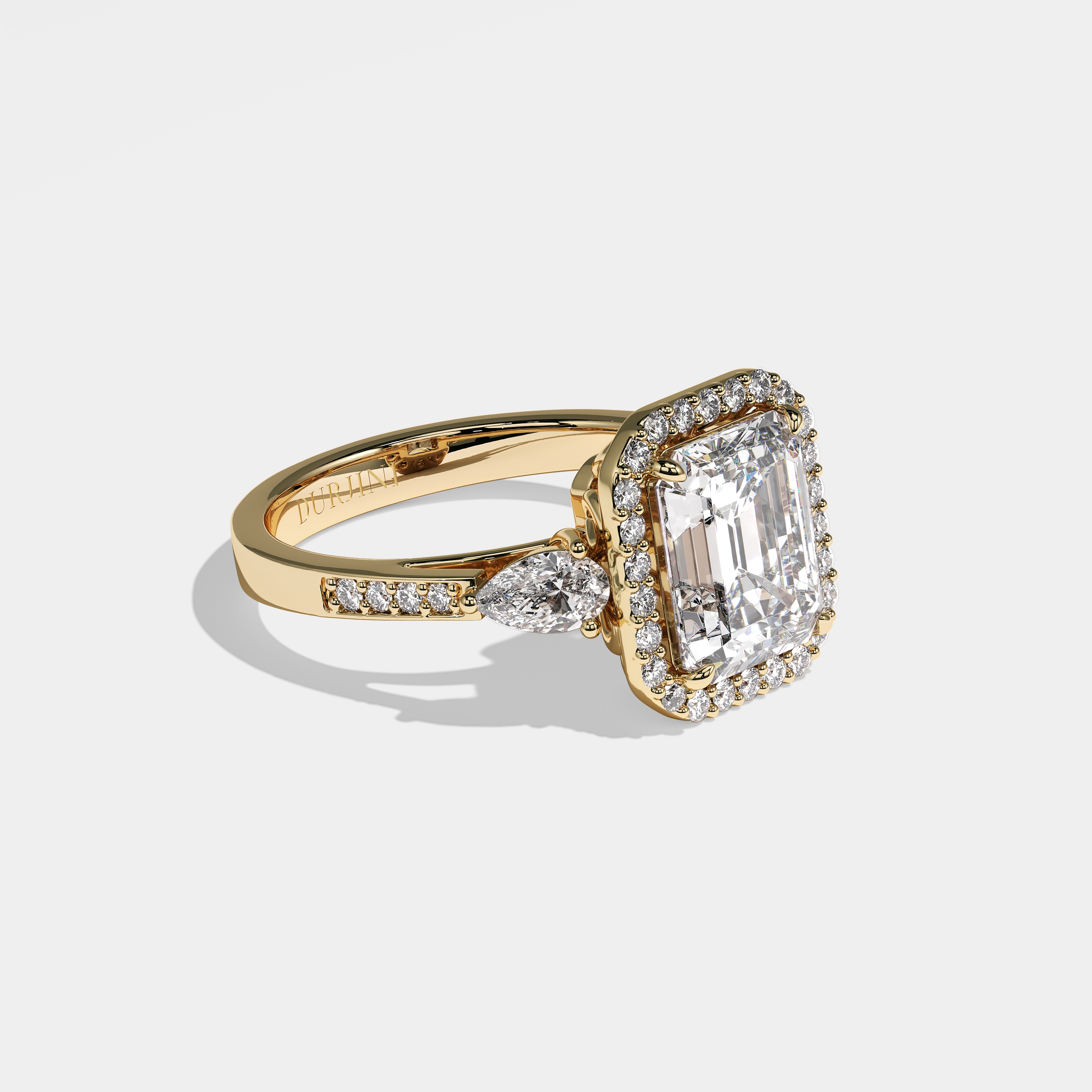 Atlas emerald-cut diamond engagement ring in 18K yellow gold by Kurbãni Durjini, right view