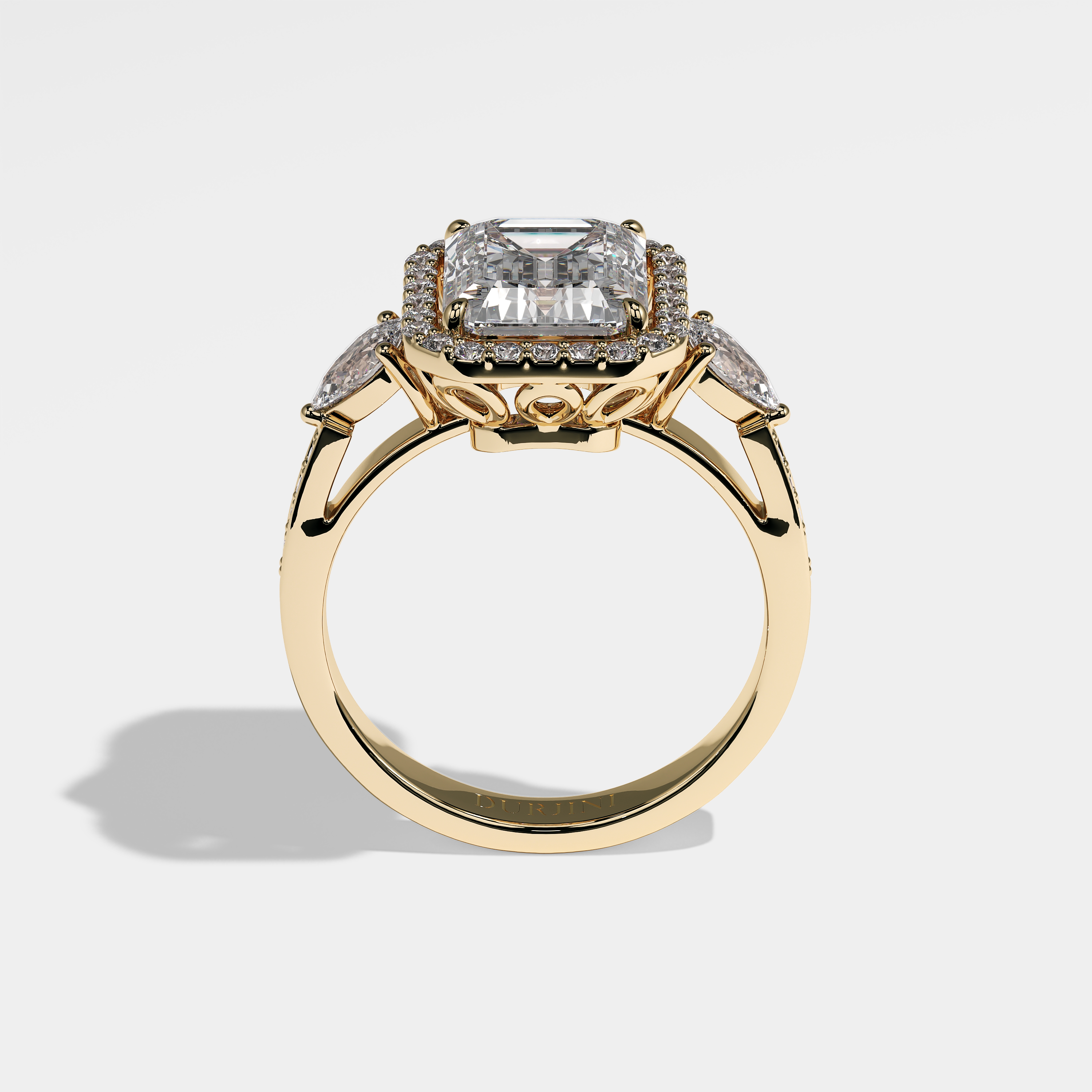 Atlas Diamond Emerald Engagement Ring 18K Yellow Gold 8.00ct