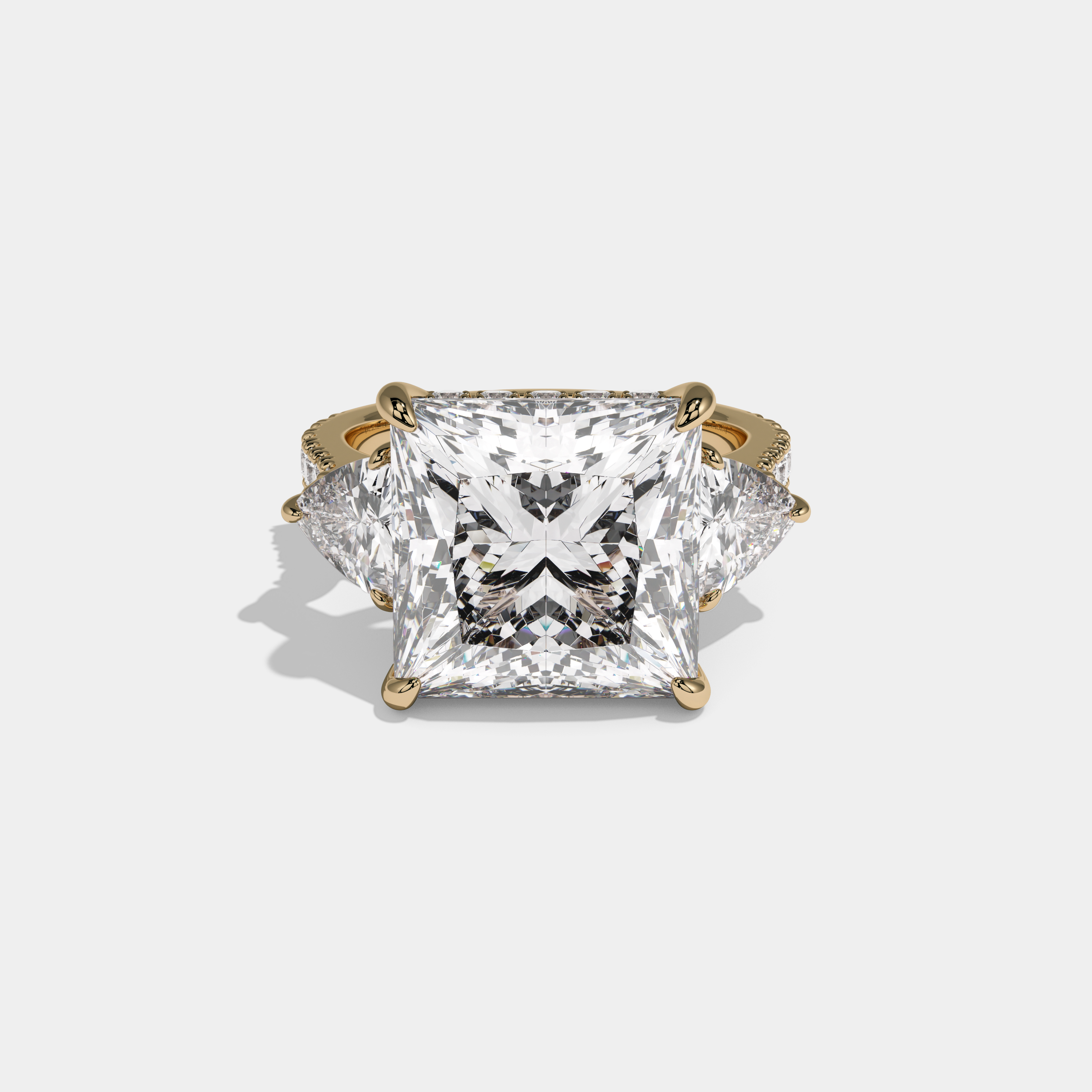 Charlotte Asscher Cut Diamond Halo Engagement Ring 10ct 18k Yellow Gold