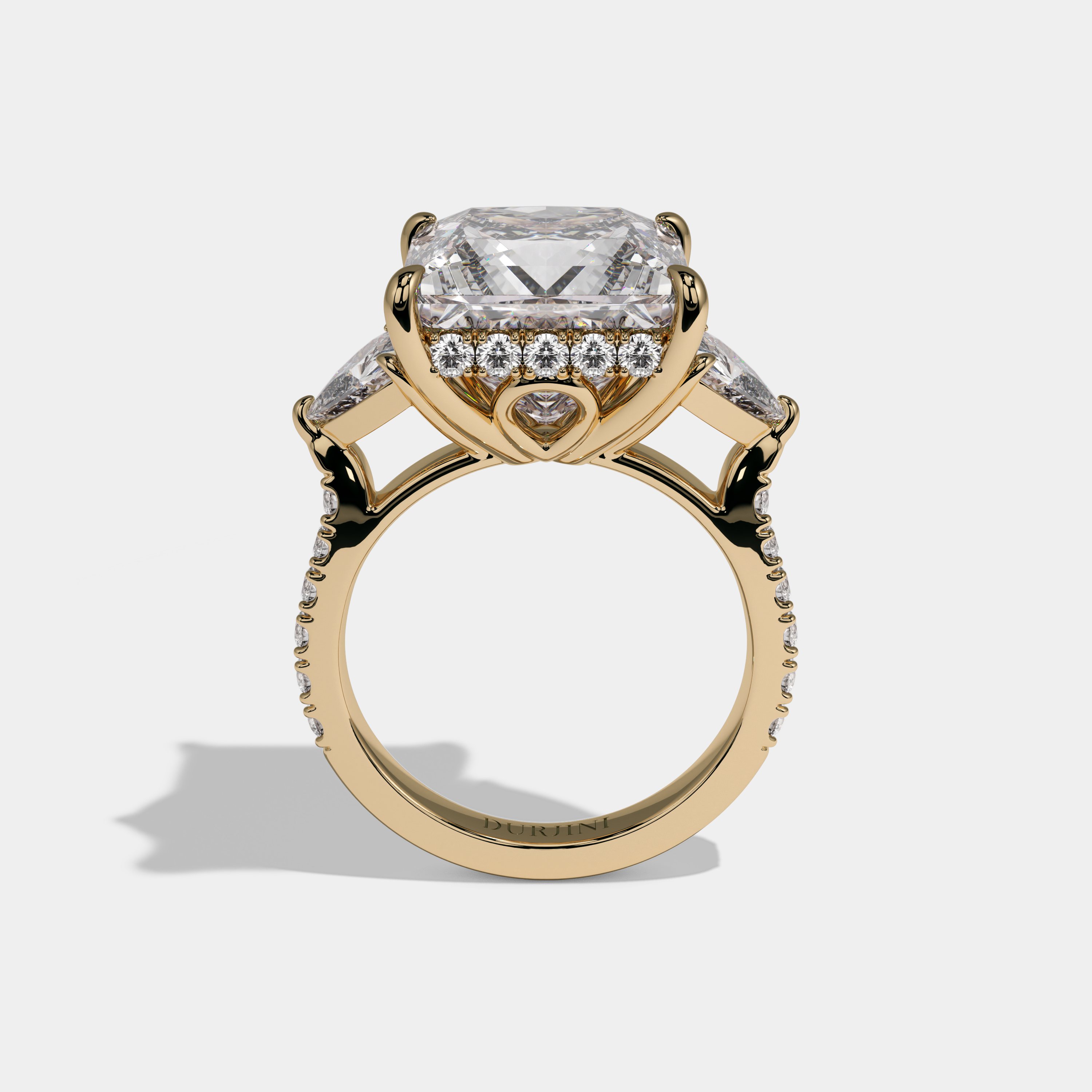 Charlotte Asscher Cut Diamond Halo Engagement Ring 10ct 18k Yellow Gold