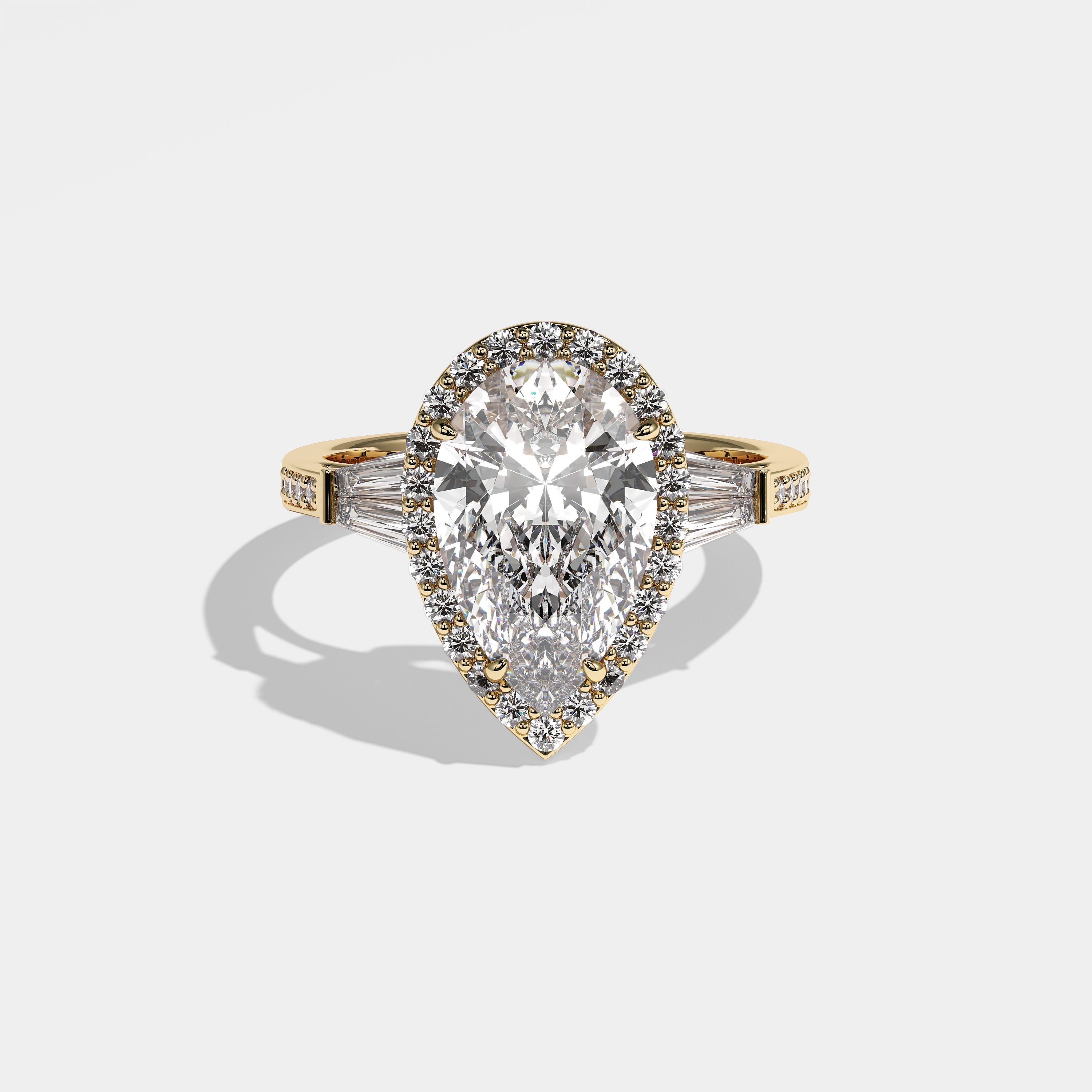 Randy Diamond Pear Halo Engagement Ring 18K Yellow Gold 9.30ct