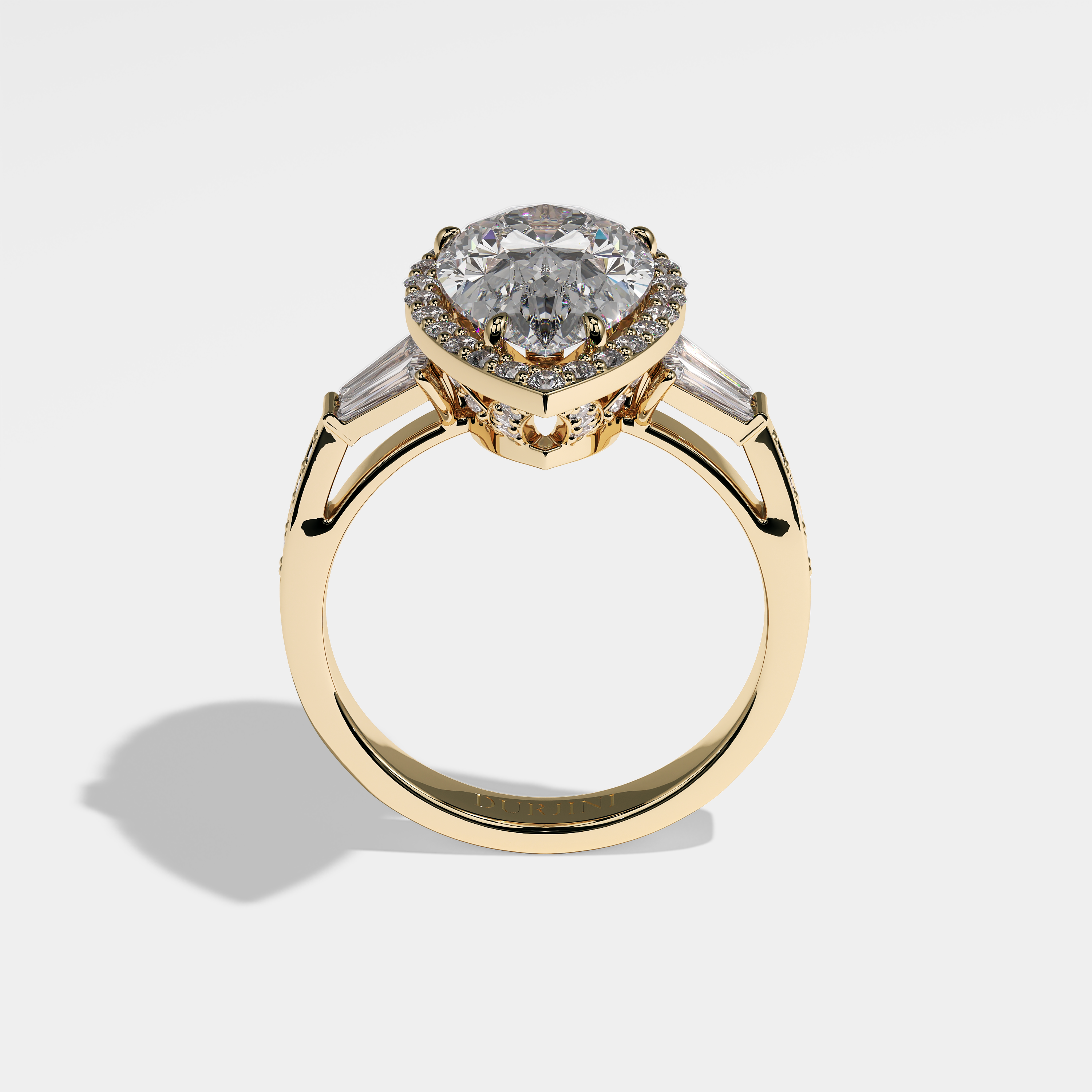 Randy Diamond Pear Halo Engagement Ring 18K Yellow Gold 9.30ct