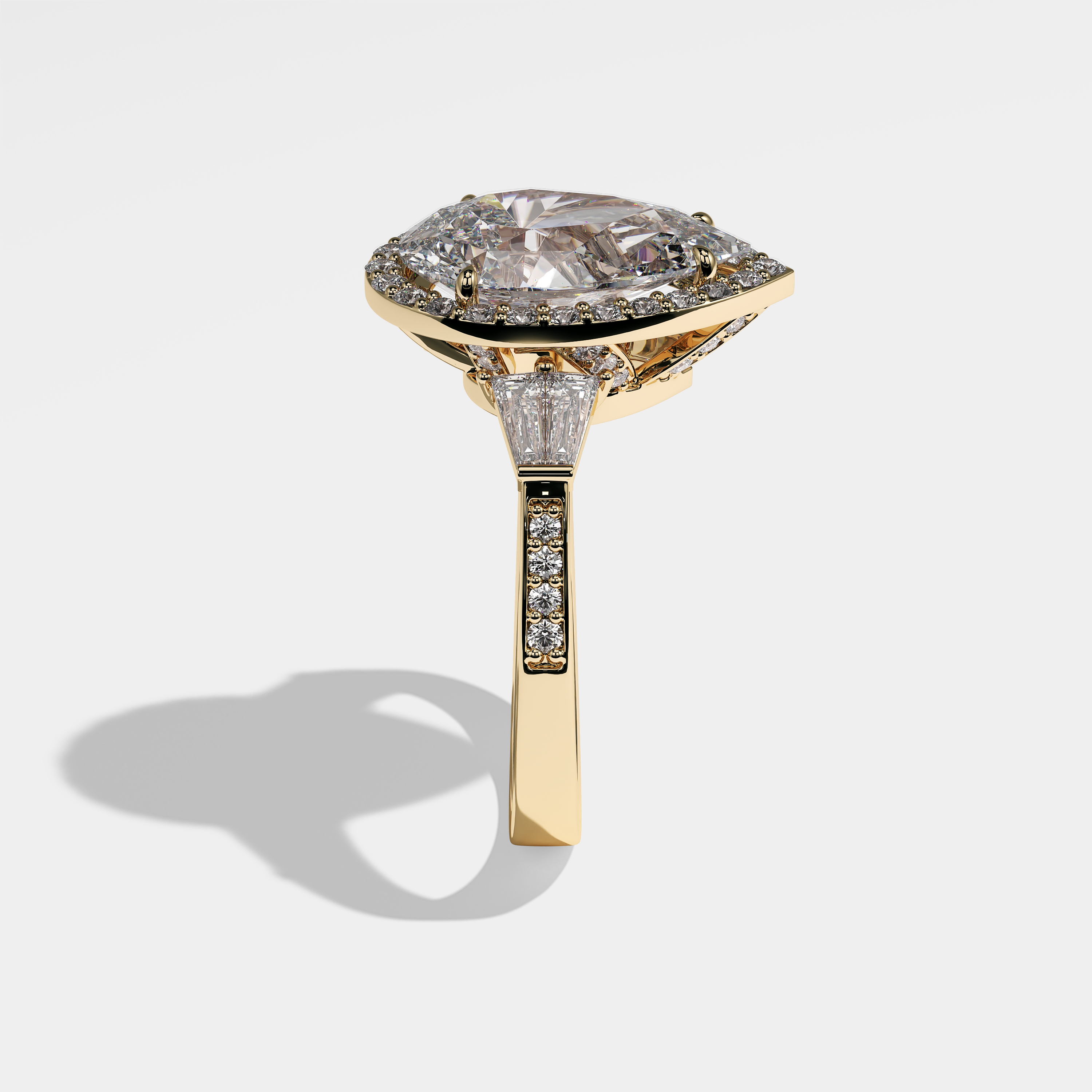 Randy Diamond Pear Halo Engagement Ring 18K Yellow Gold 9.30ct