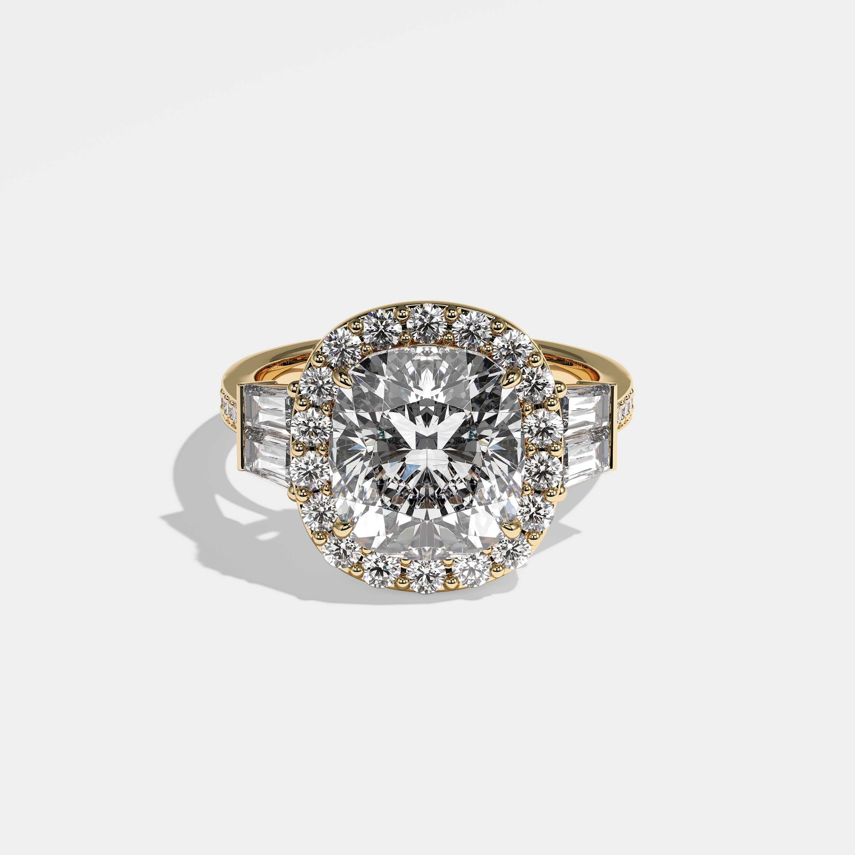 Becca Diamond Cushion Halo Engagement Ring 18K Yellow Gold 9.00ct