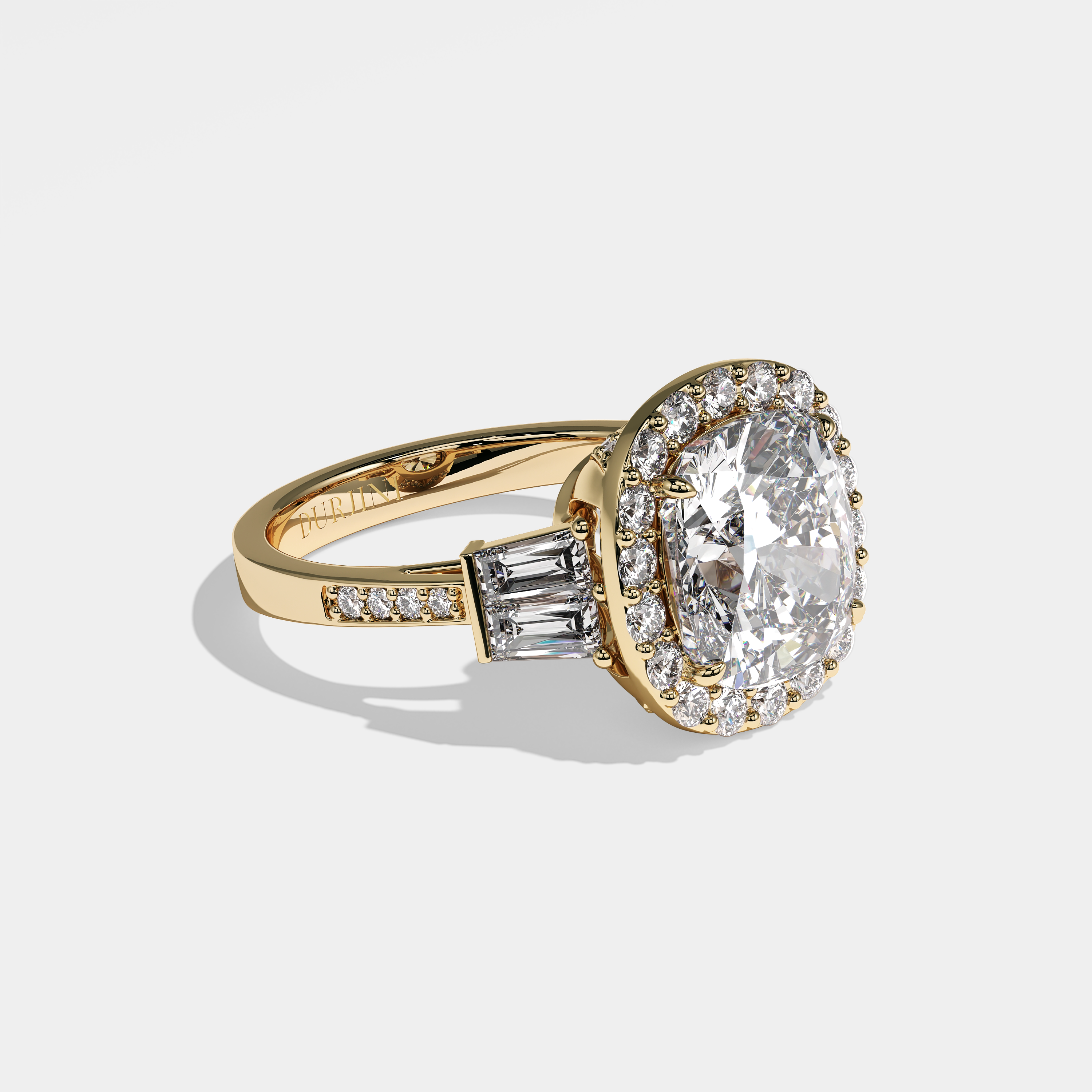 Becca Diamond Cushion Halo Engagement Ring 18K Yellow Gold 9.00ct