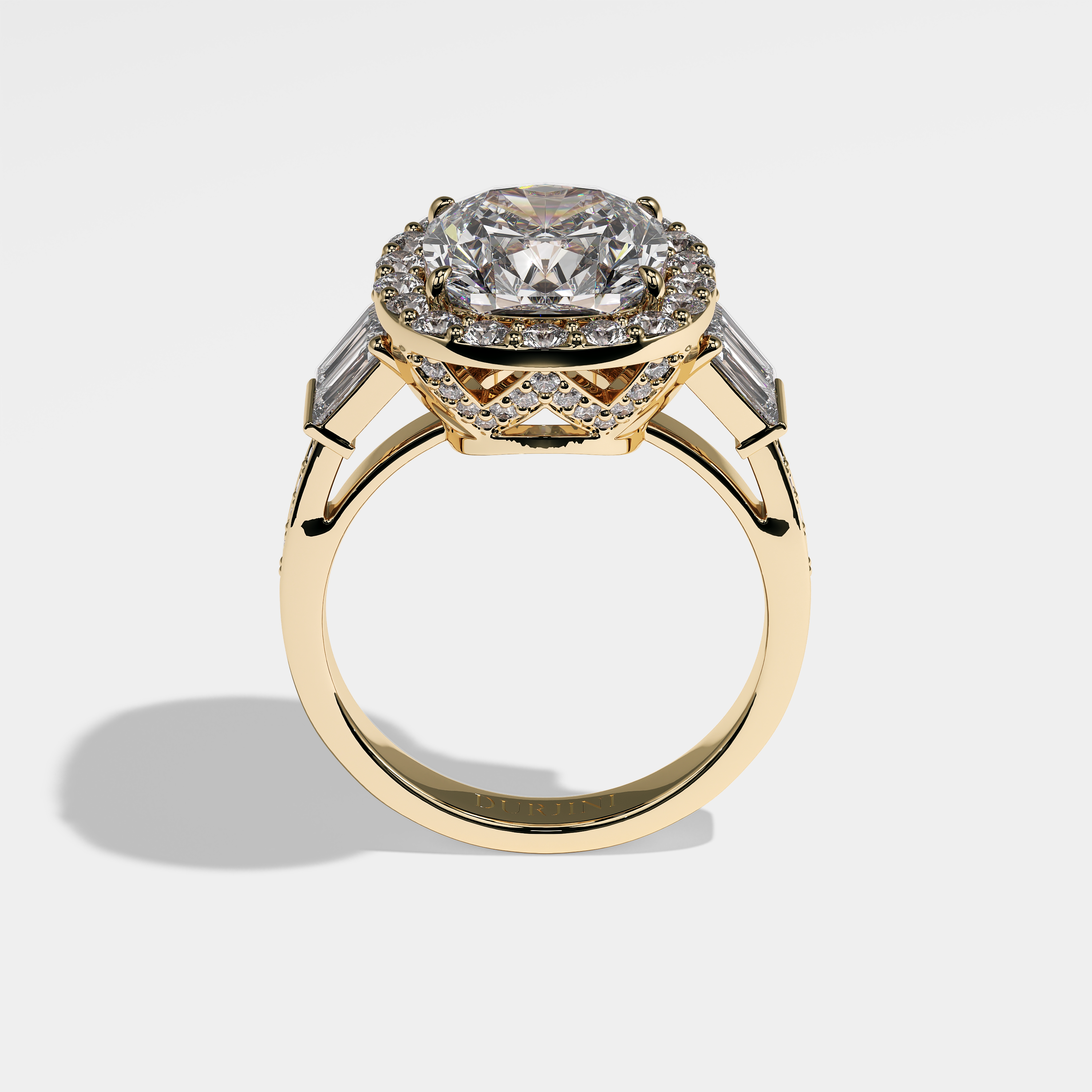 Becca Diamond Cushion Halo Engagement Ring 18K Yellow Gold 9.00ct