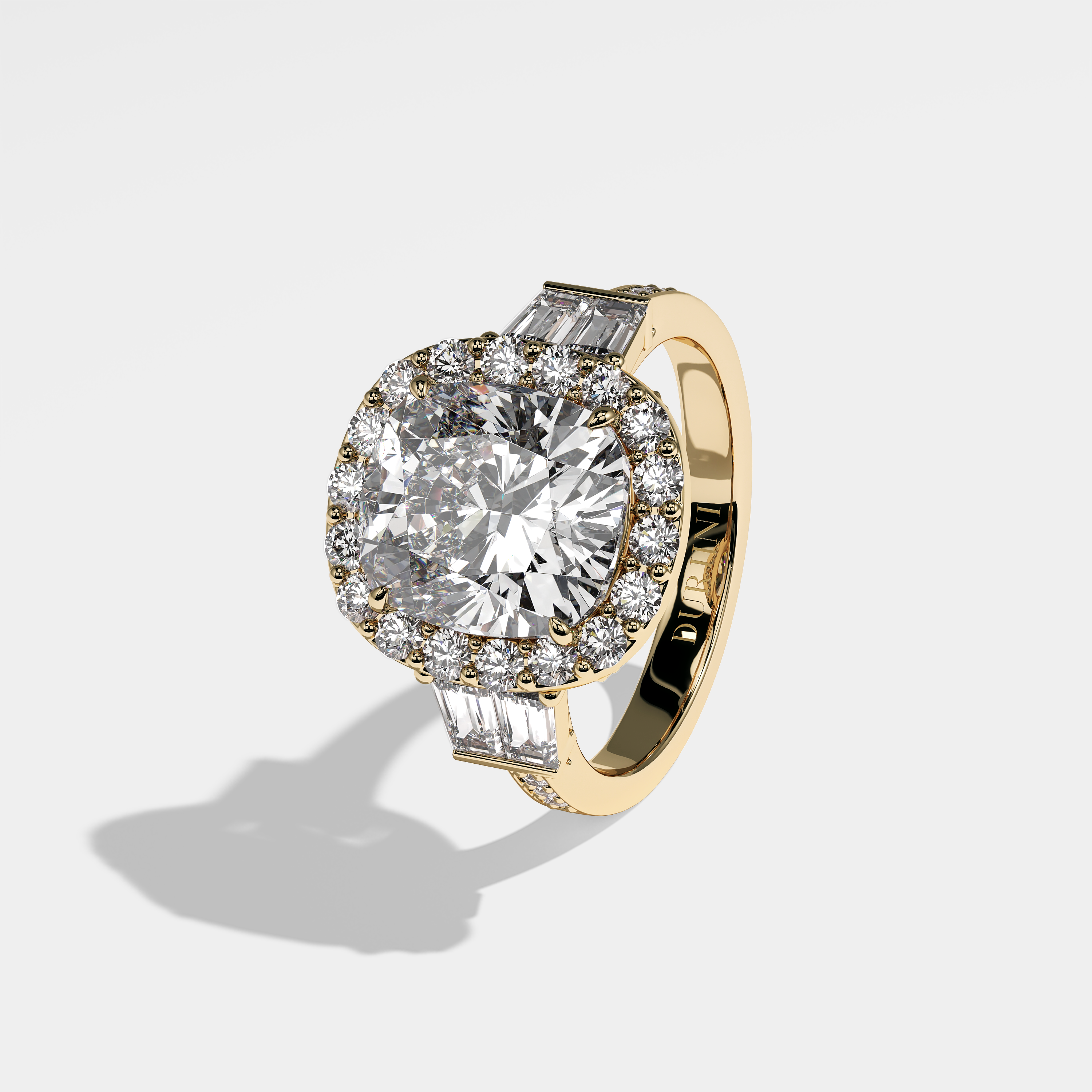 Becca Diamond Cushion Halo Engagement Ring 18K Yellow Gold 9.00ct