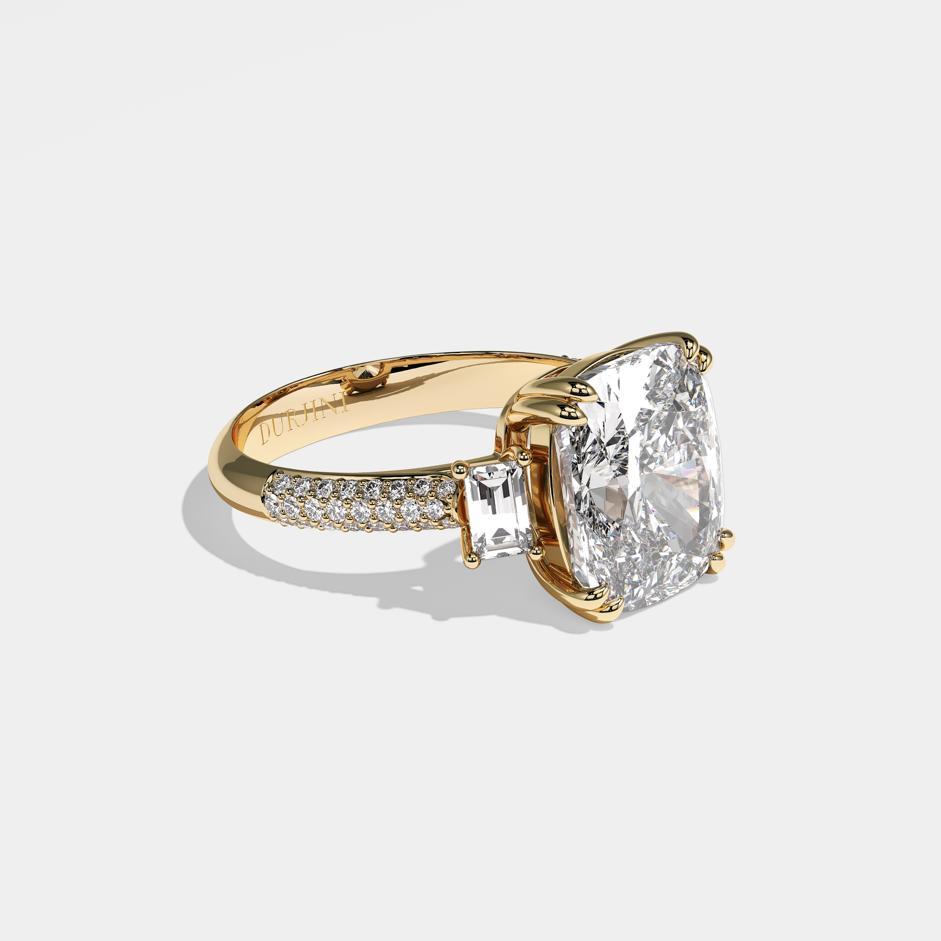 Laura cushion diamond engagement ring in 18K yellow gold by Kurbãni Durjini, right view