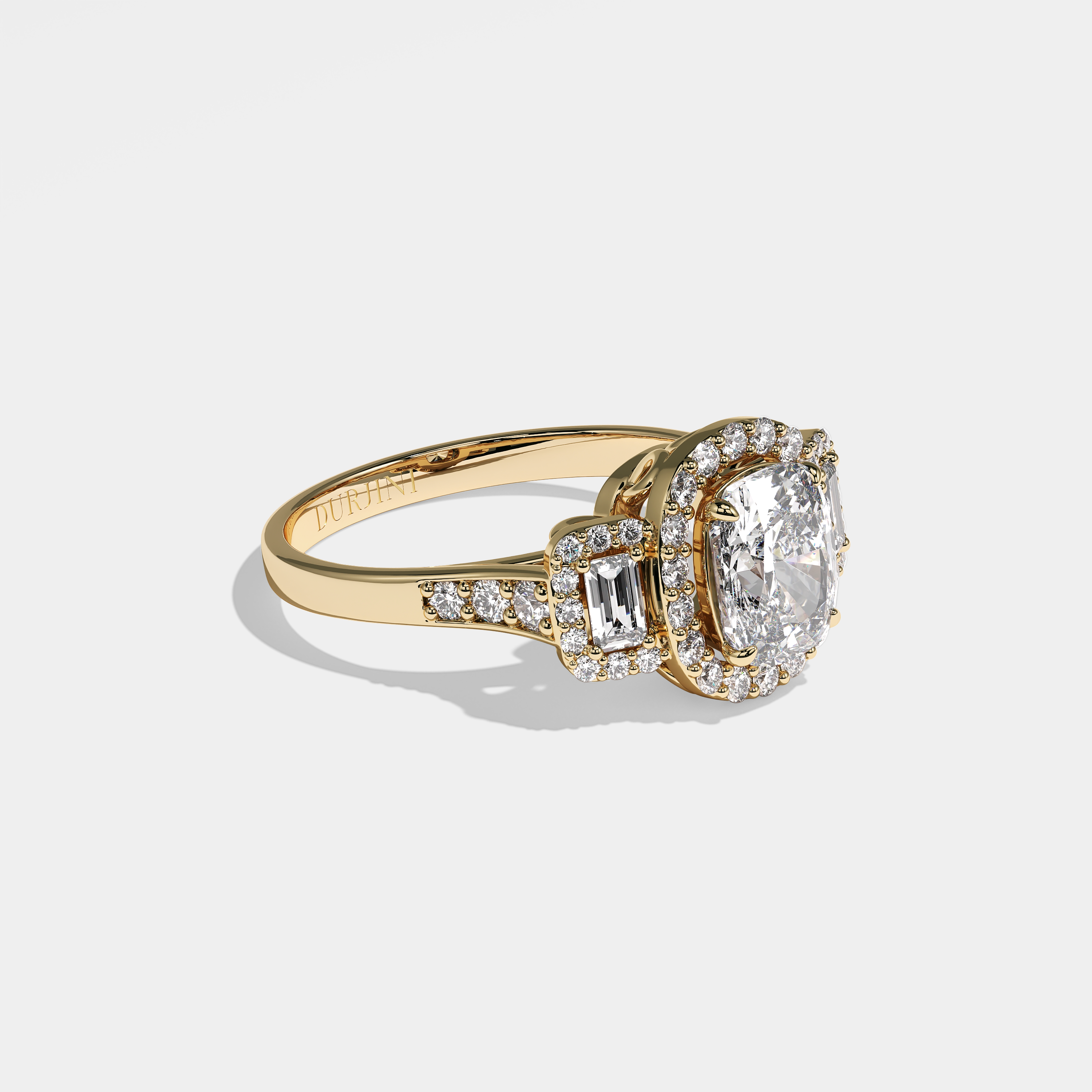 Kim oval halo diamond engagement ring in 18K yellow gold by Kurbãni Durjini, right view