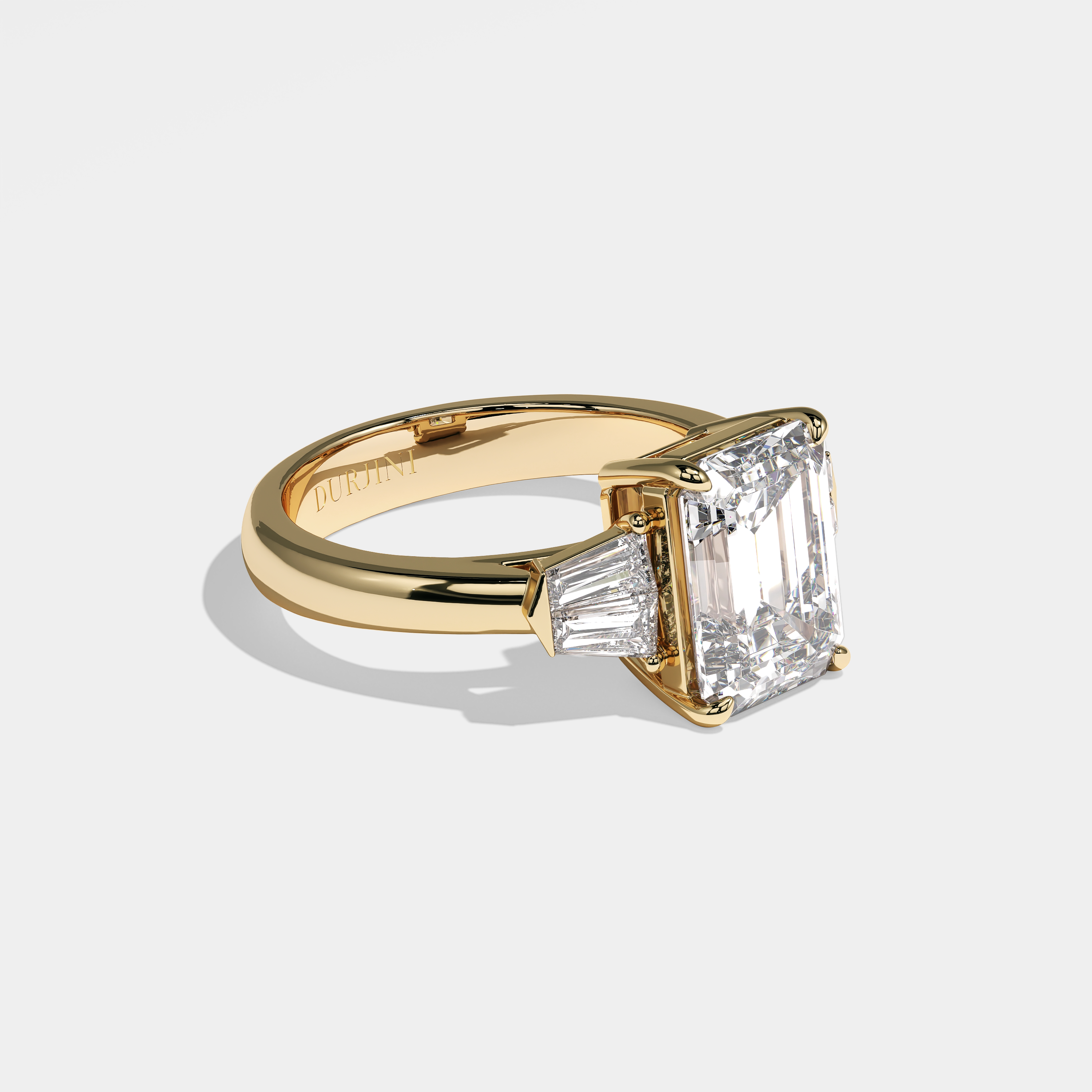 Tiana emerald diamond engagement ring in 18K yellow gold by Kurbãni Durjini, right view