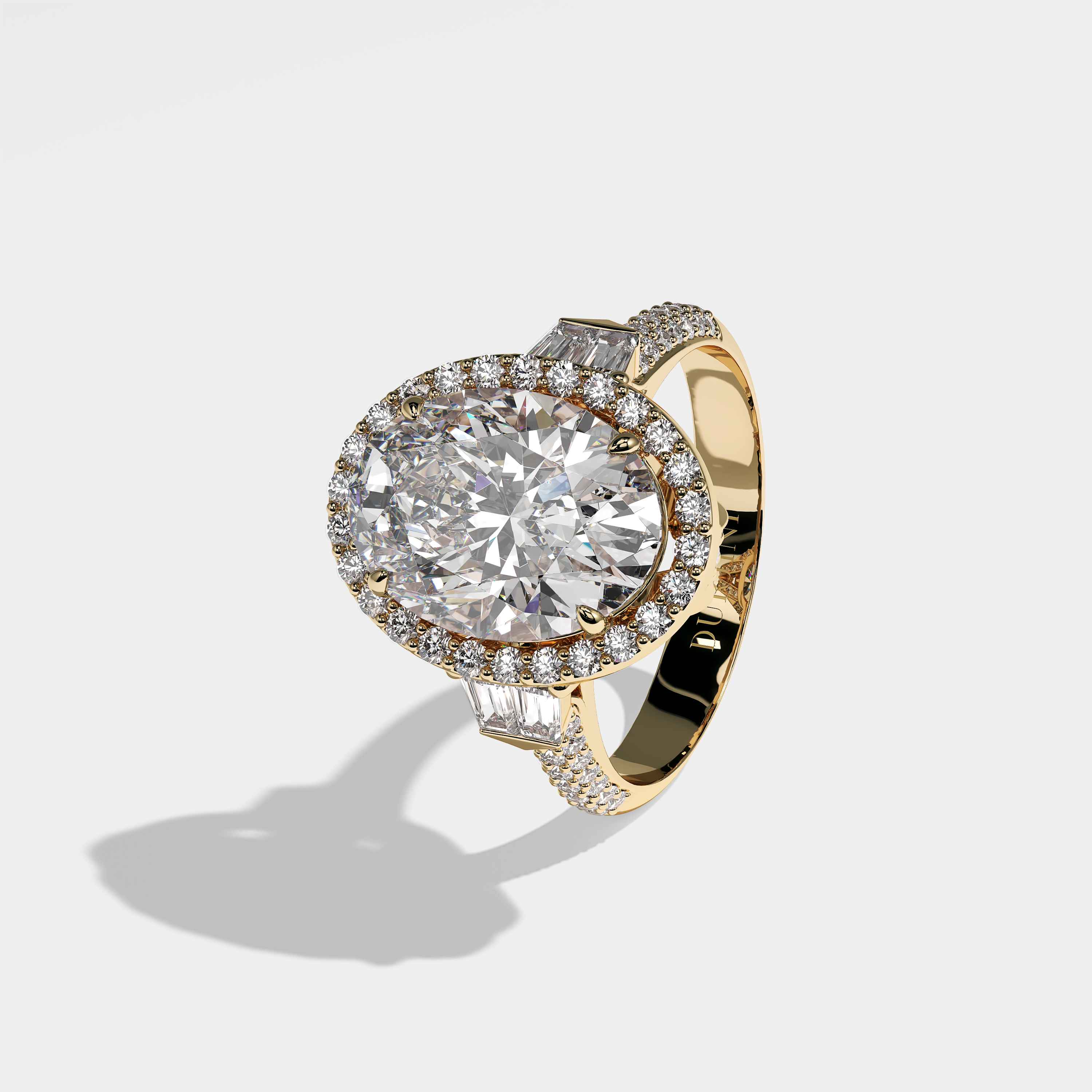 Lindsey Diamond Oval Halo Engagement Ring 18K Yellow Gold 9.50ct