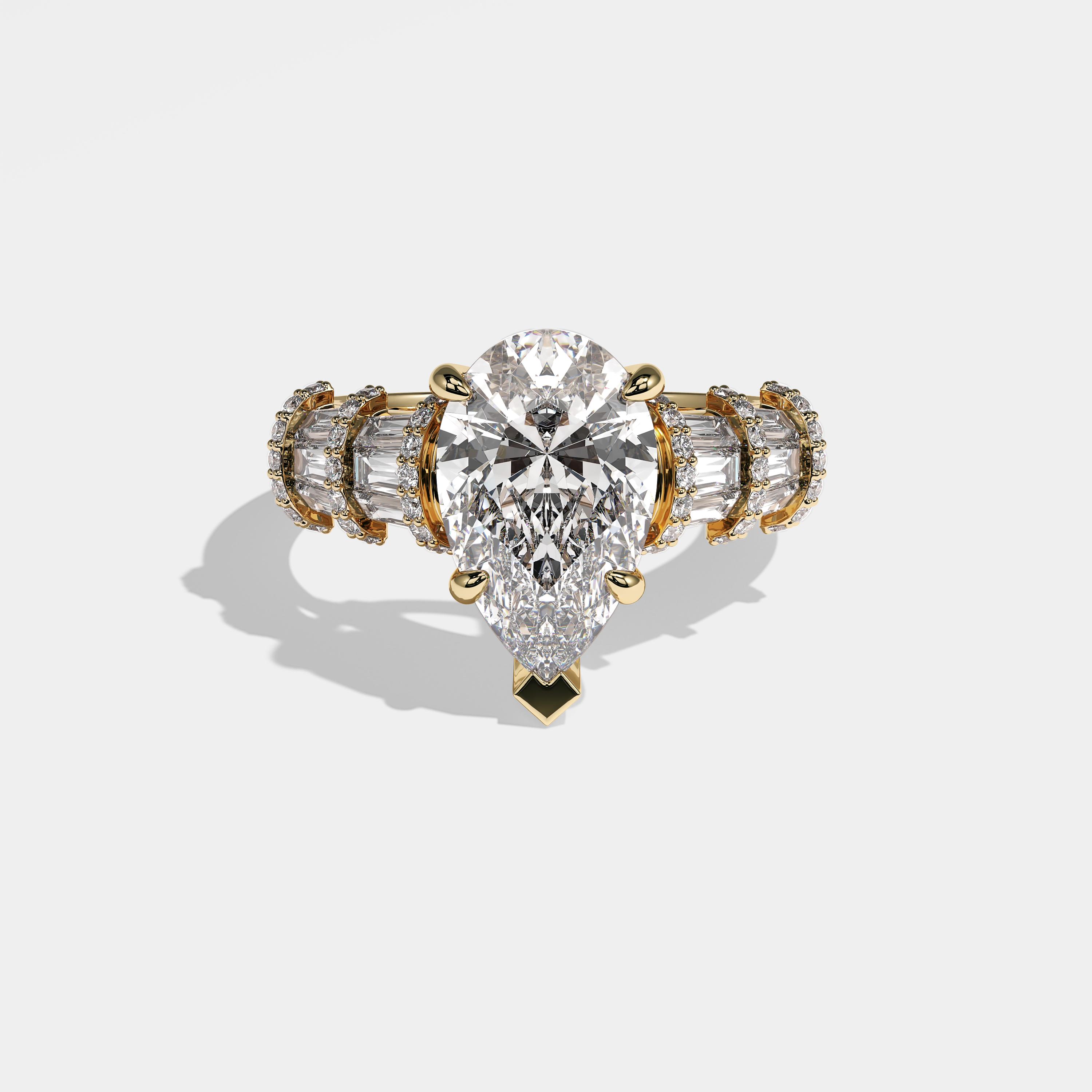 Annalise Diamond Pear Engagement Ring 18K Yellow Gold 9.00ct