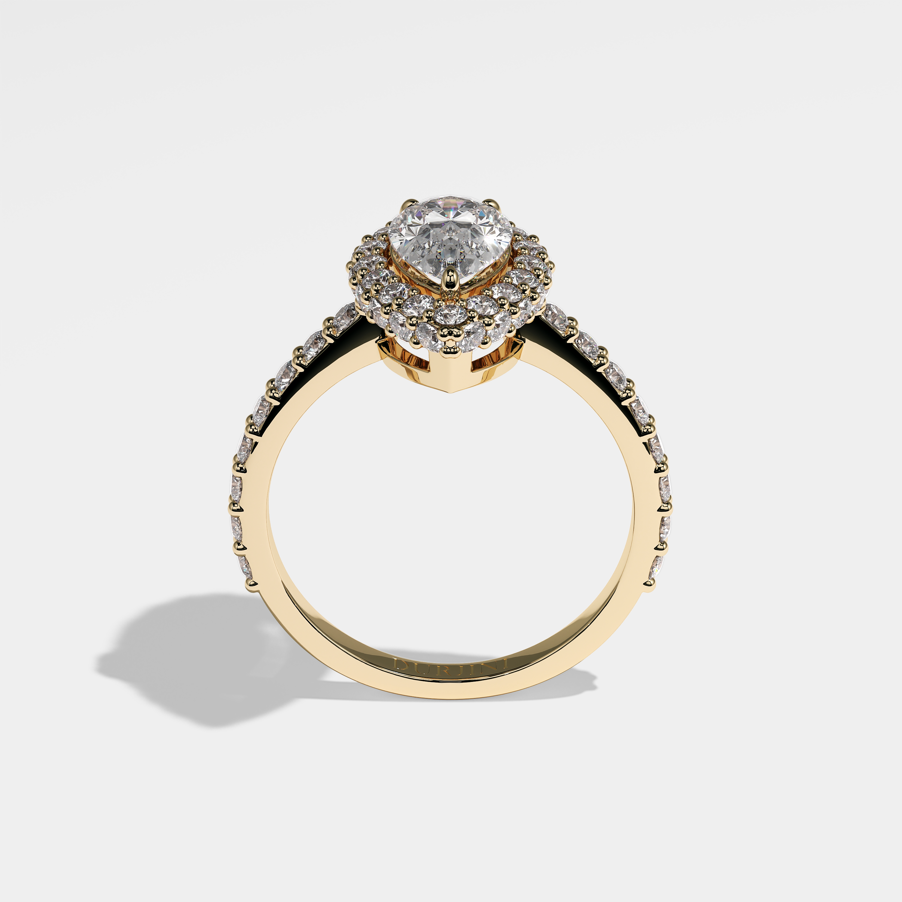Cecilia Diamond Pear Halo Engagement Ring 18K Yellow Gold 3.50ct