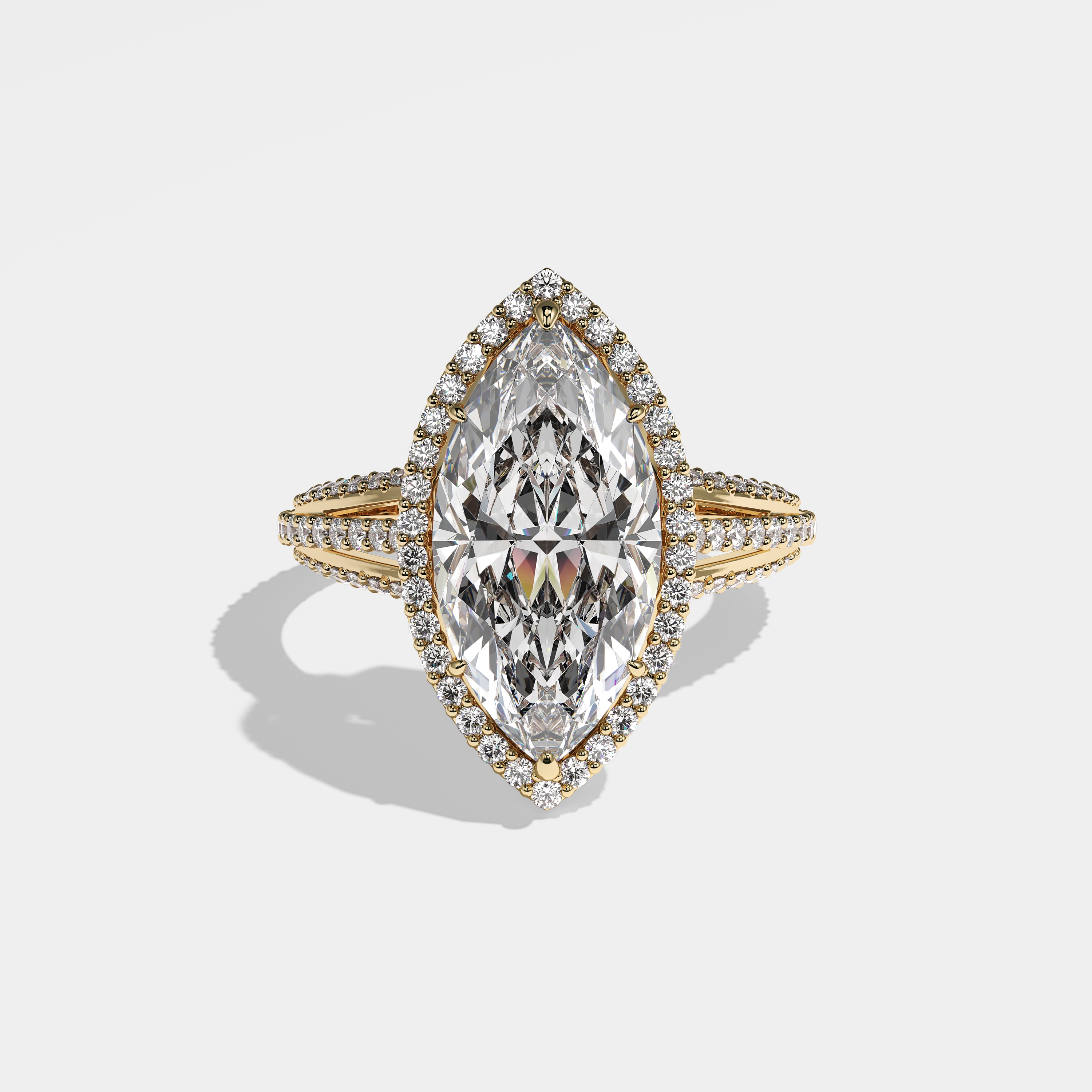 Florence Diamond Marquise Halo Engagement Ring 18K Yellow Gold 9.30ct