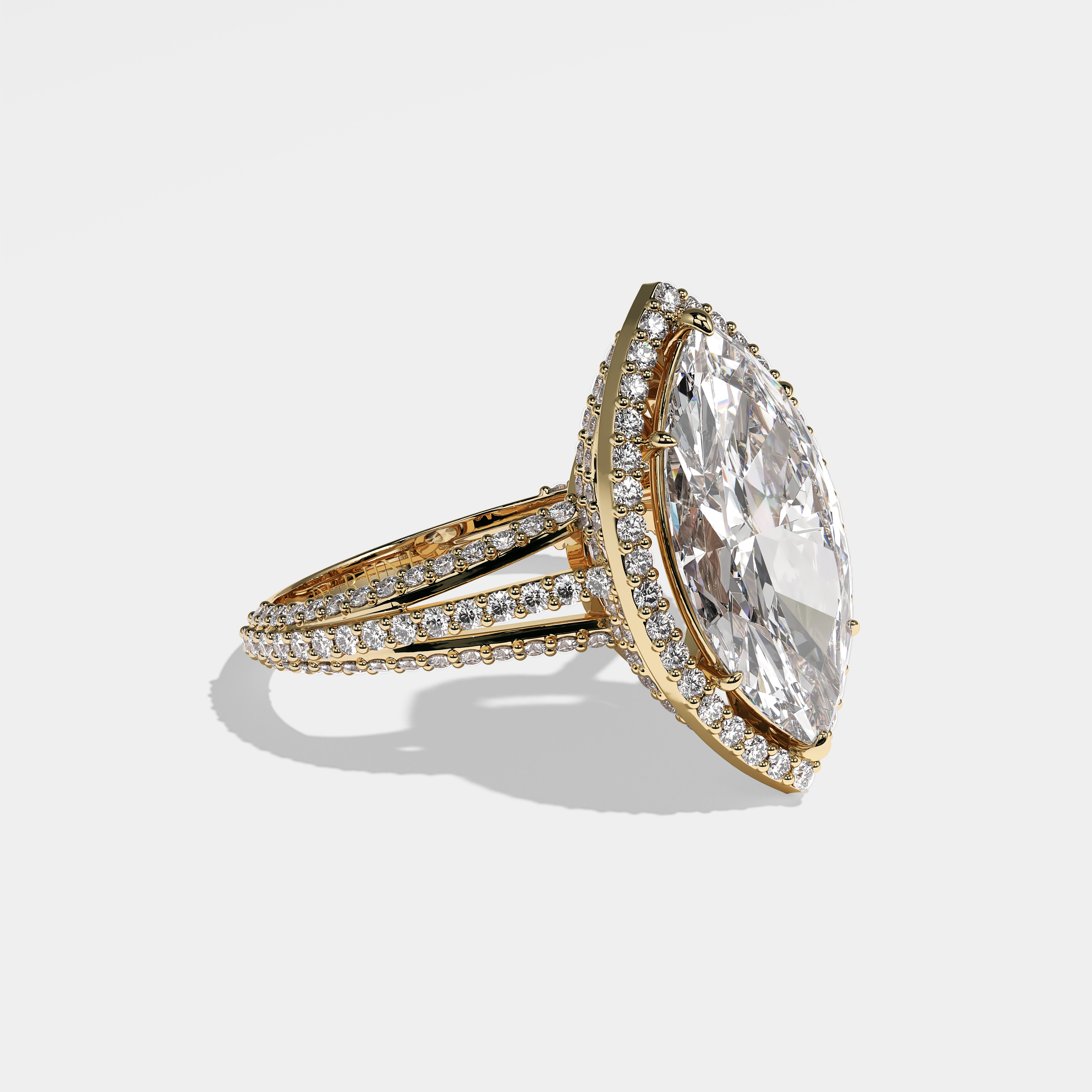 Florence Diamond Marquise Halo Engagement Ring 18K Yellow Gold 9.30ct