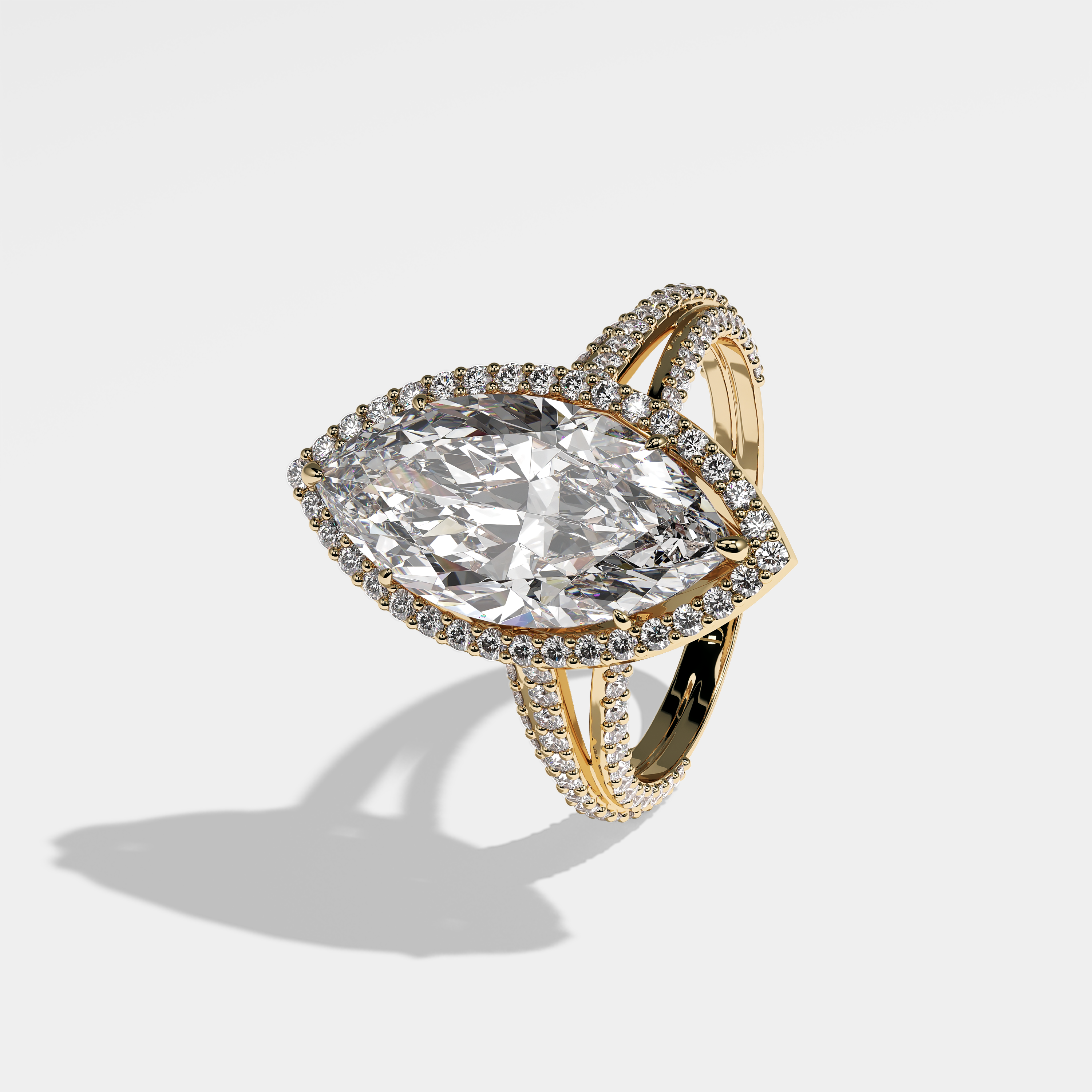 Florence Diamond Marquise Halo Engagement Ring 18K Yellow Gold 9.30ct