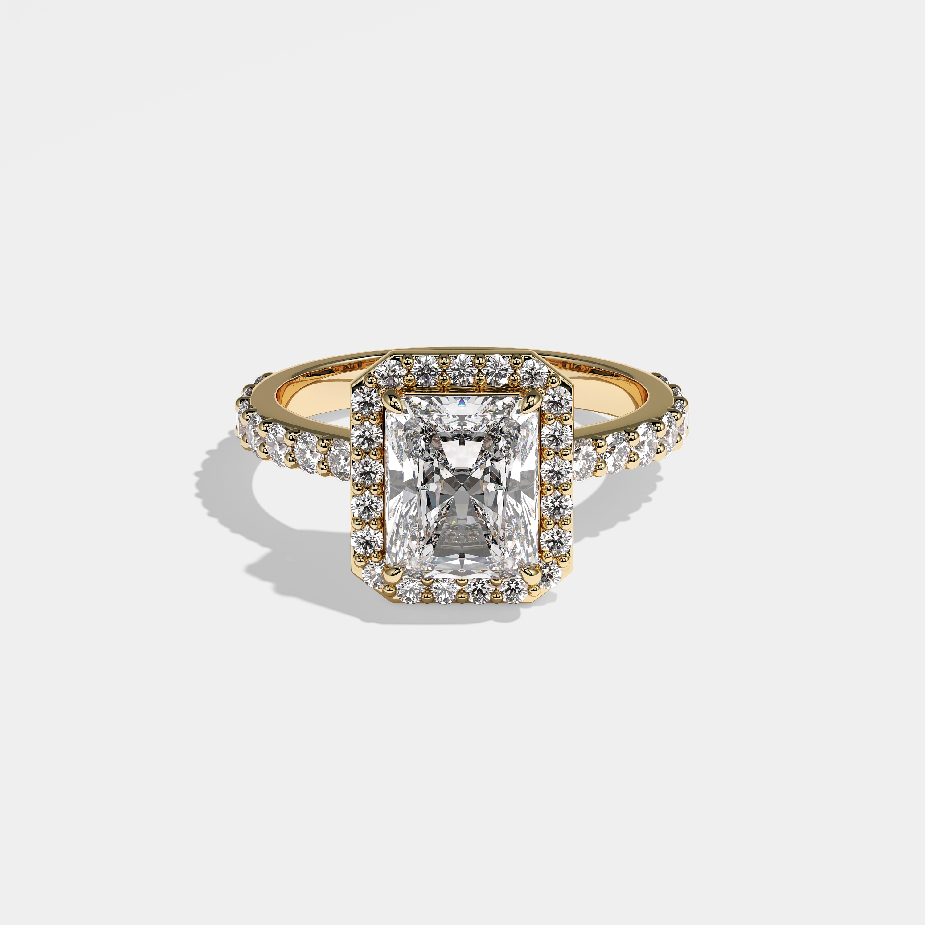 Eleana Diamond Radiant Halo Engagement Ring 18K Yellow Gold 5.30ct