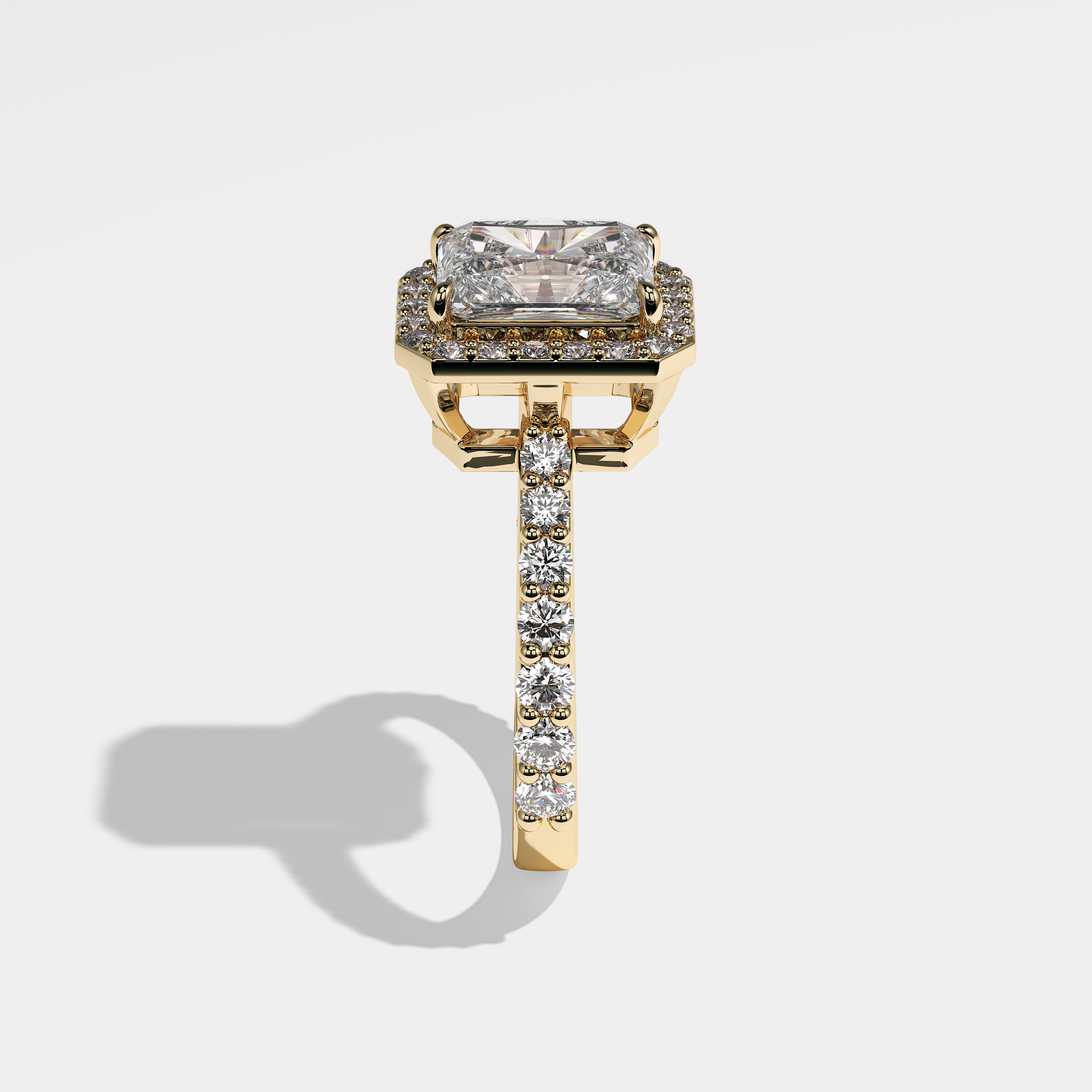 Eleana Diamond Radiant Halo Engagement Ring 18K Yellow Gold 5.30ct