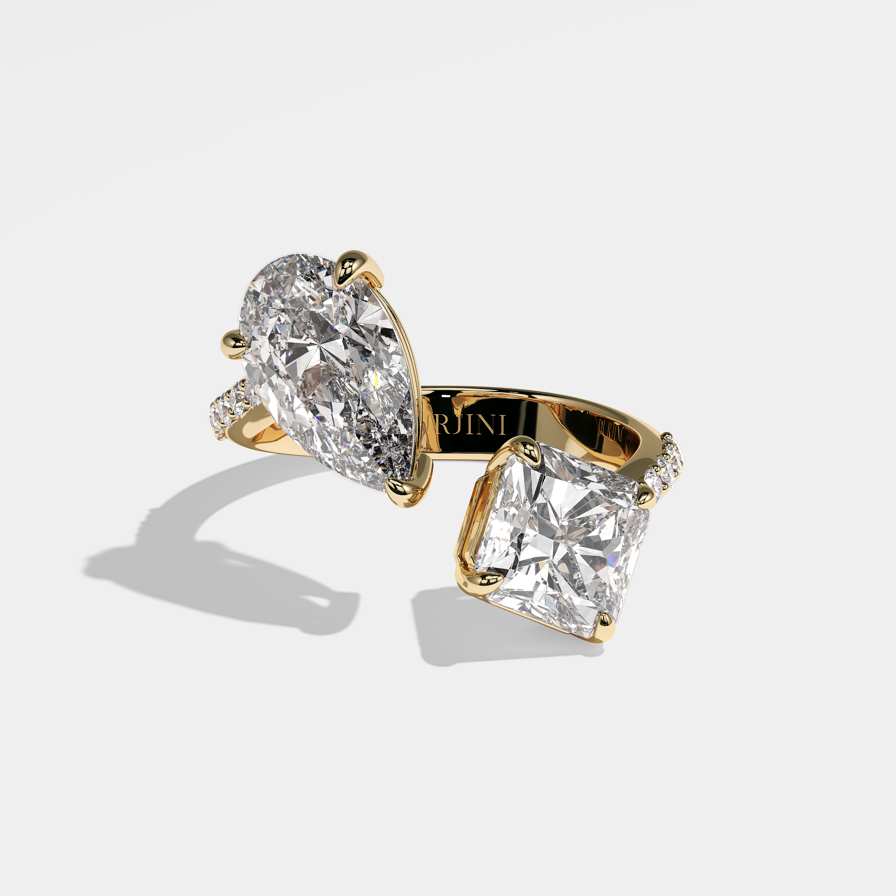 Jody Diamond Princess And Pear Engagement Ring 18K Yellow Gold 9.00ct