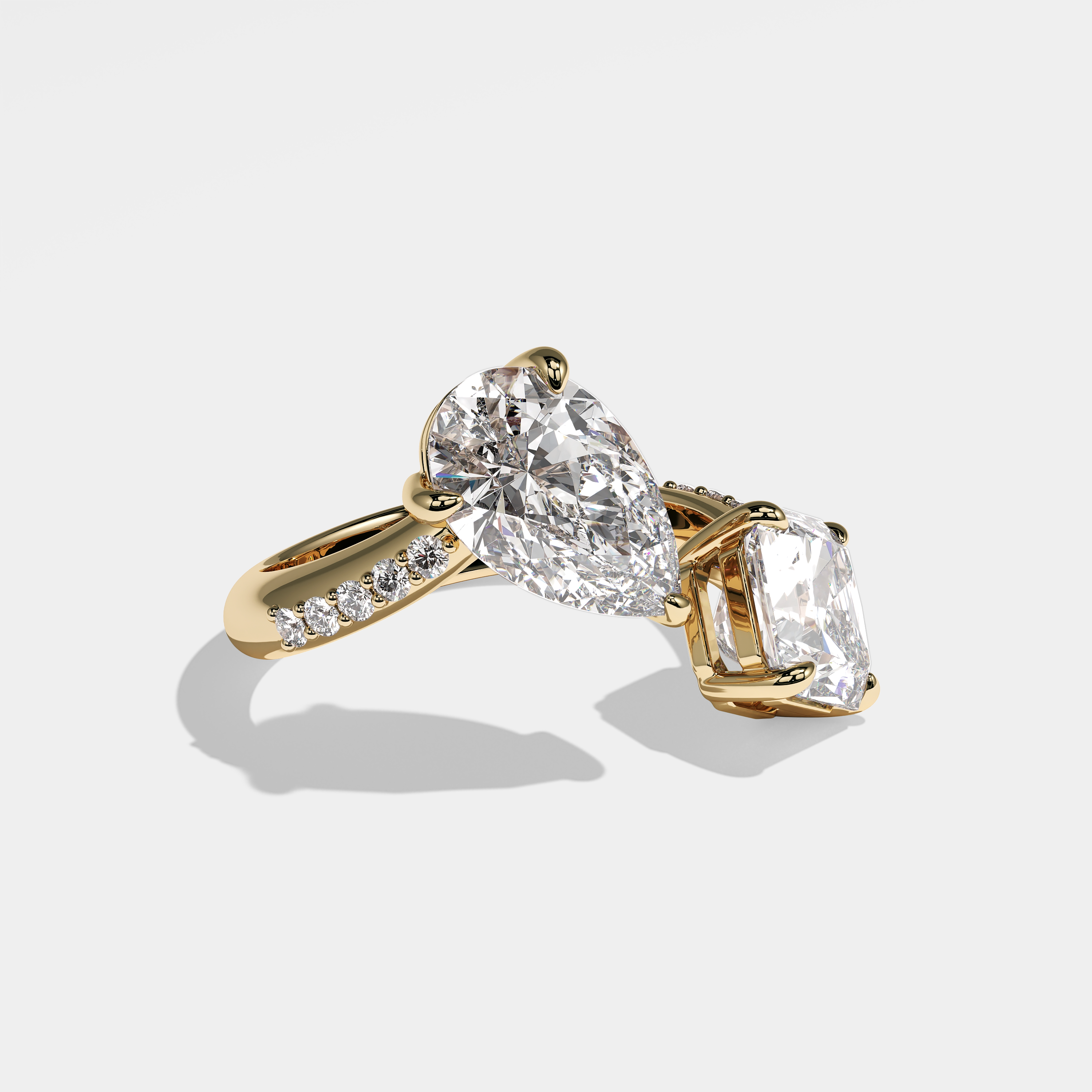 Jody Diamond Princess And Pear Engagement Ring 18K Yellow Gold 9.00ct