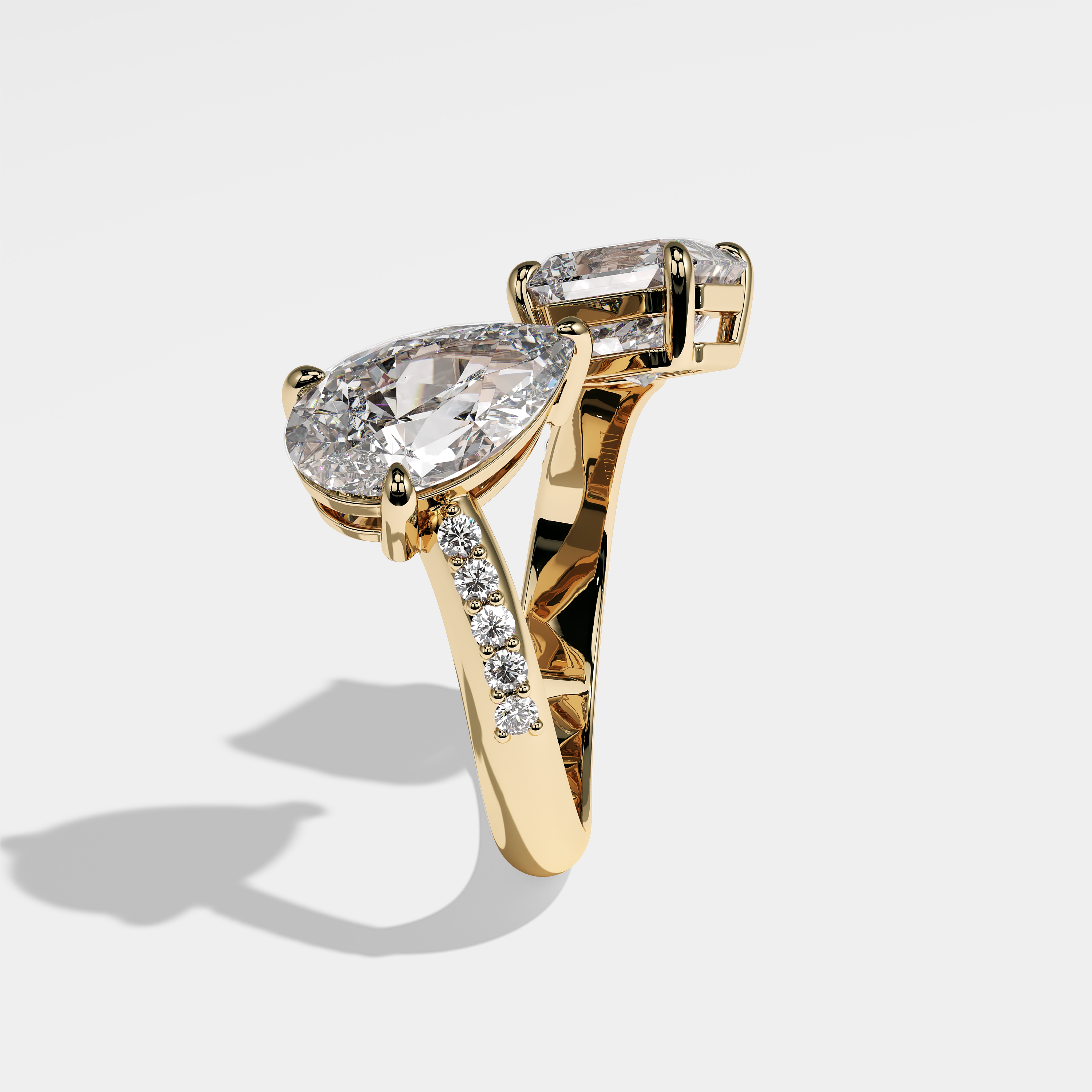 Jody Diamond Princess And Pear Engagement Ring 18K Yellow Gold 9.00ct