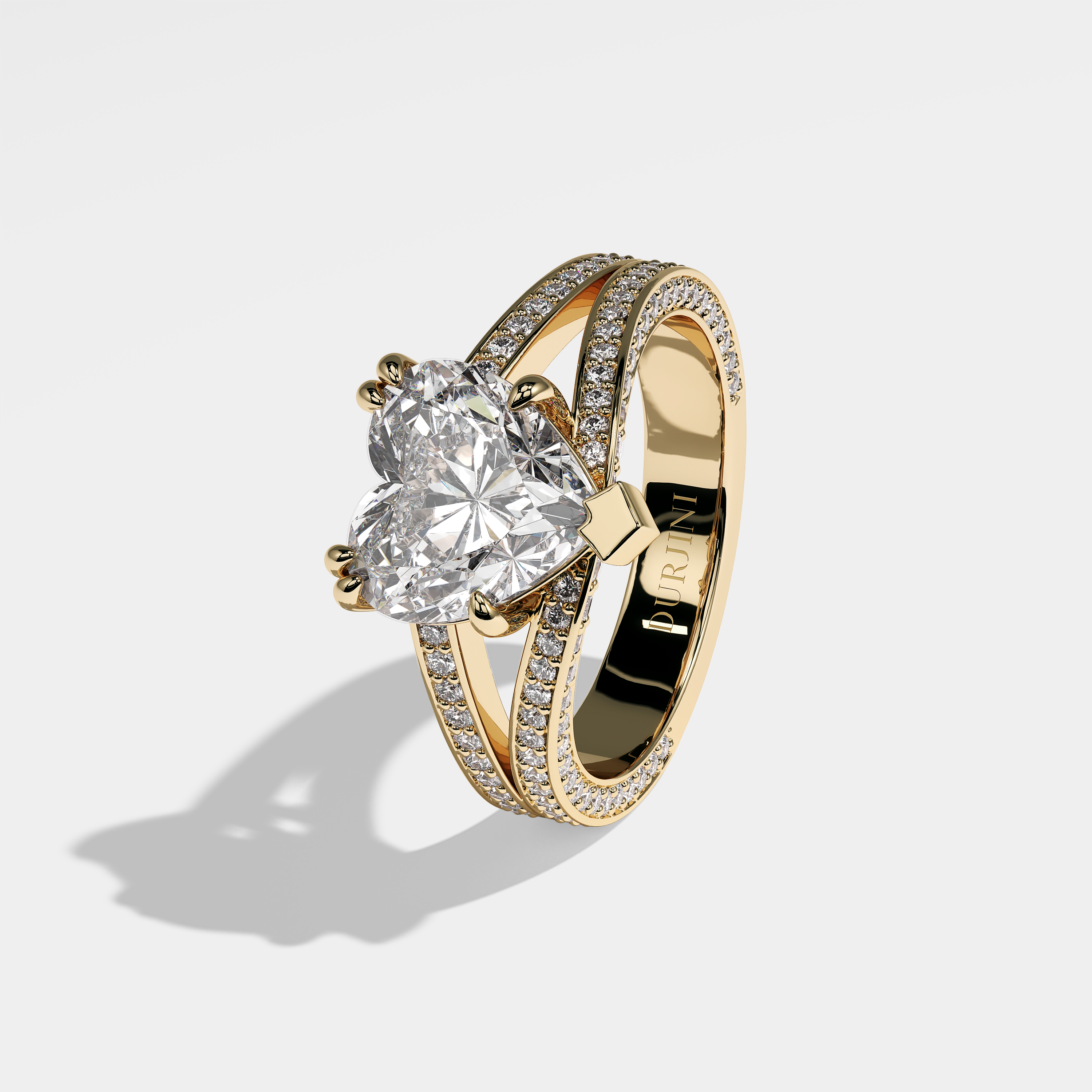 Jenny Diamond Heart Engagement Ring 18K Yellow Gold 6.00ct