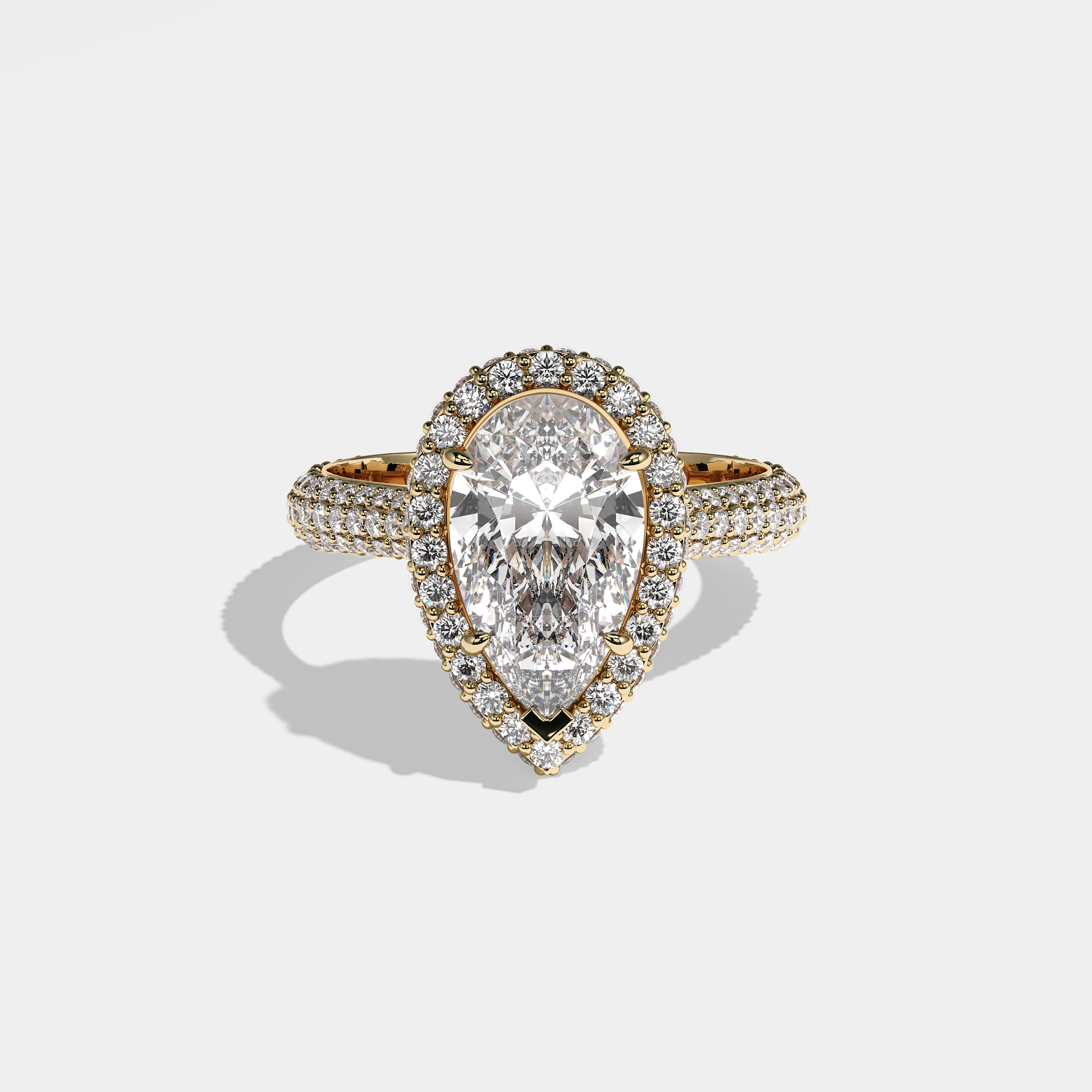 Norma Diamond Pear Halo Engagement Ring 18K Yellow Gold 9.00ct