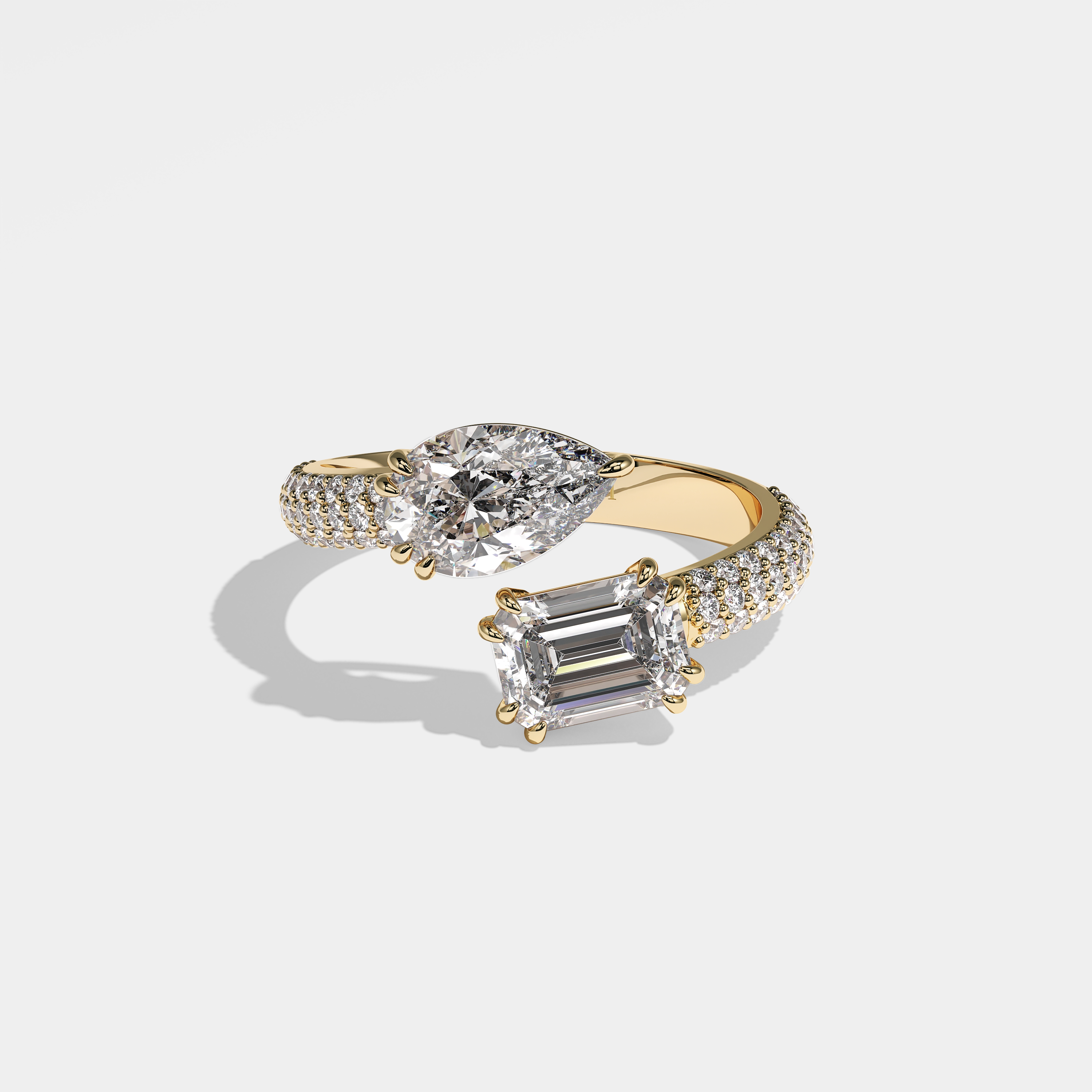 Mystery Diamond Pear Engagement Ring 18K Yellow Gold 8.00ct