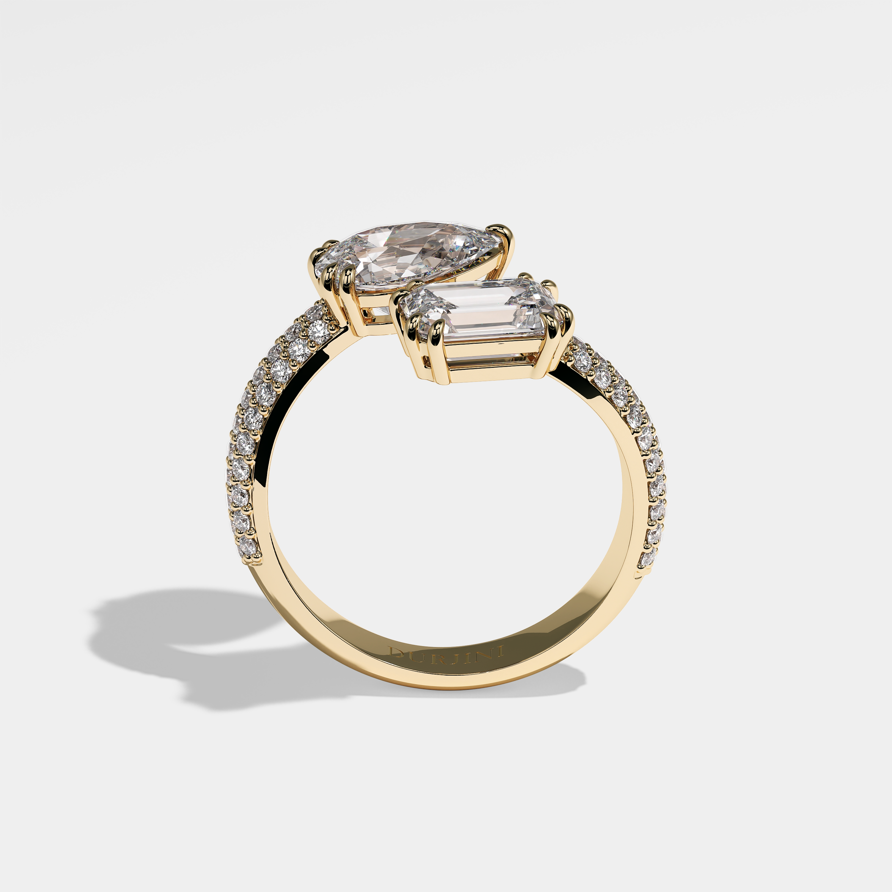 Mystery Diamond Pear Engagement Ring 18K Yellow Gold 8.00ct