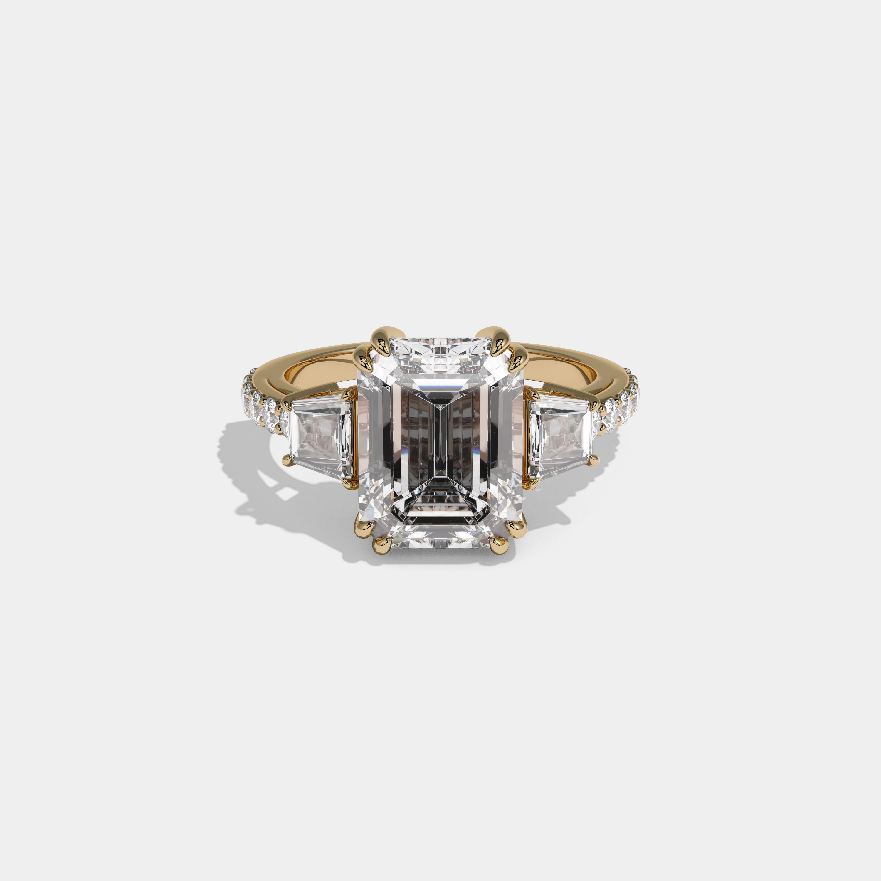 Beatrice Emerald Cut Diamond Band With Step Cut Sides Engagement Ring 10ct 18K Yellow Gold