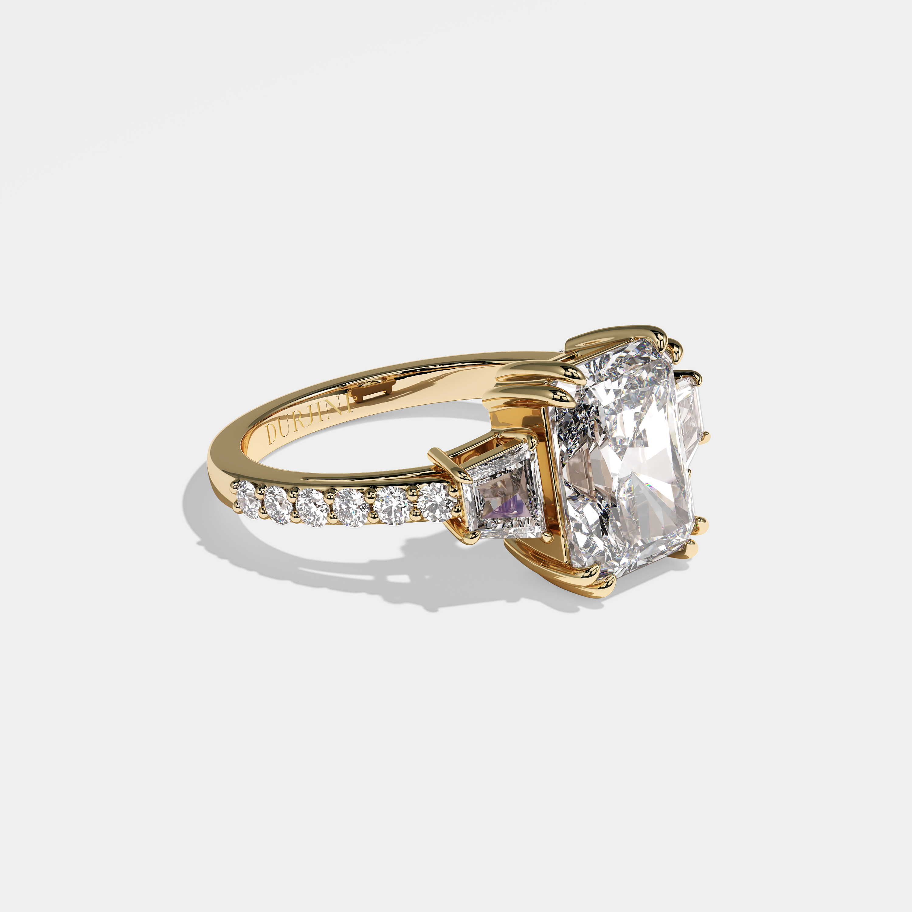 Charlie radiant halo diamond engagement ring in 18K yellow gold by Kurbãni Durjini, right view