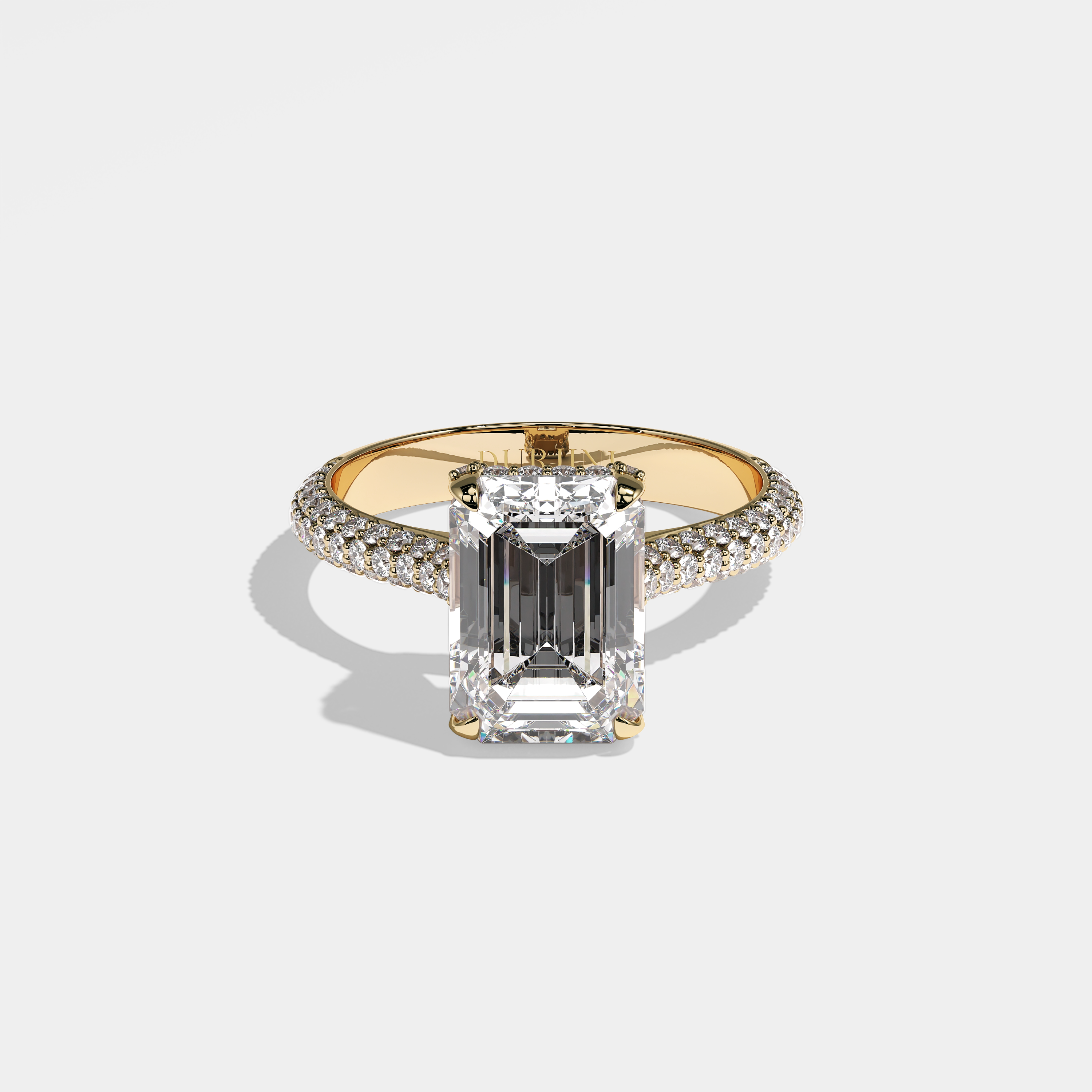 Katy Diamond Emerald Halo Engagement Ring 18K Yellow Gold 5.00ct