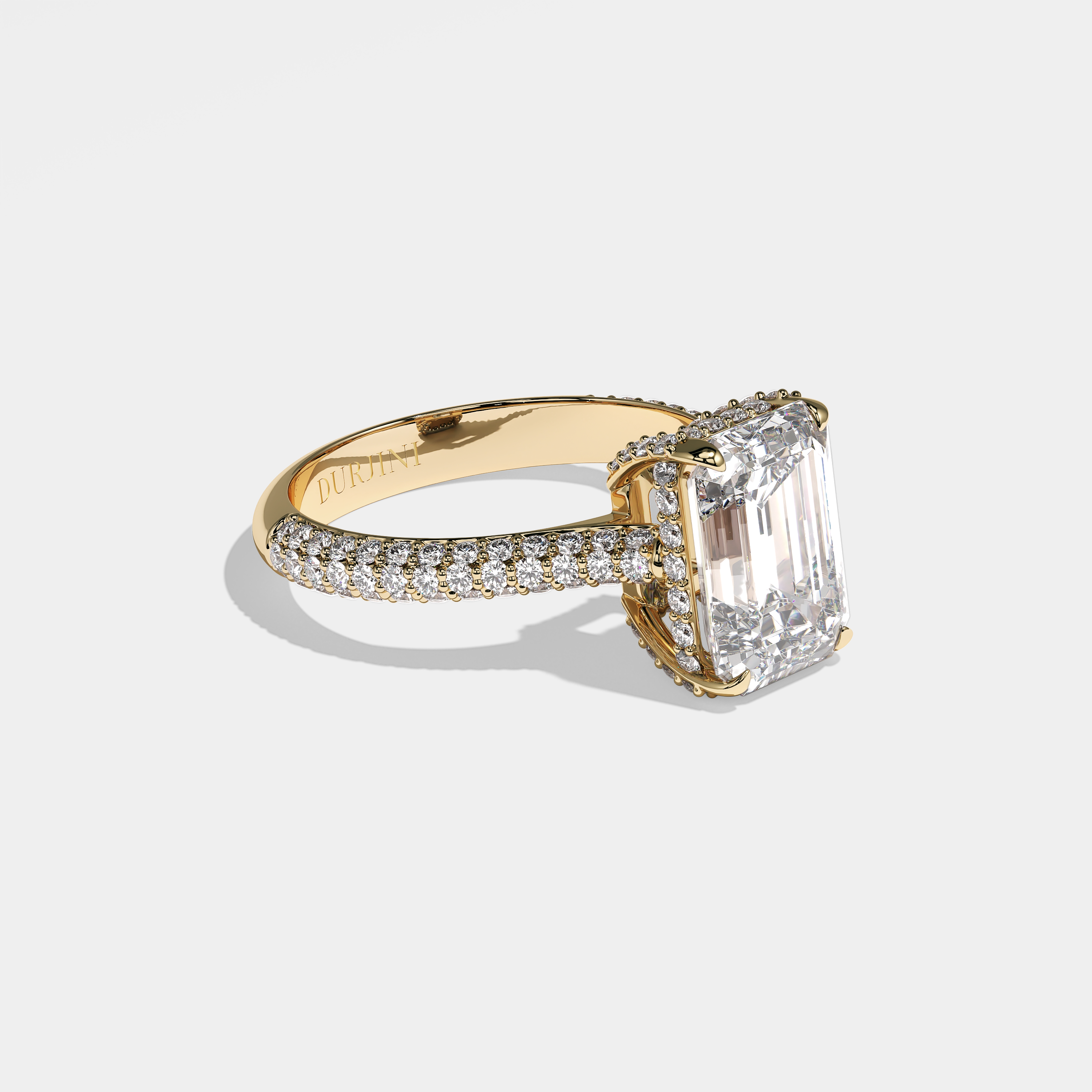 Katy Diamond Emerald Halo Engagement Ring 18K Yellow Gold 5.00ct