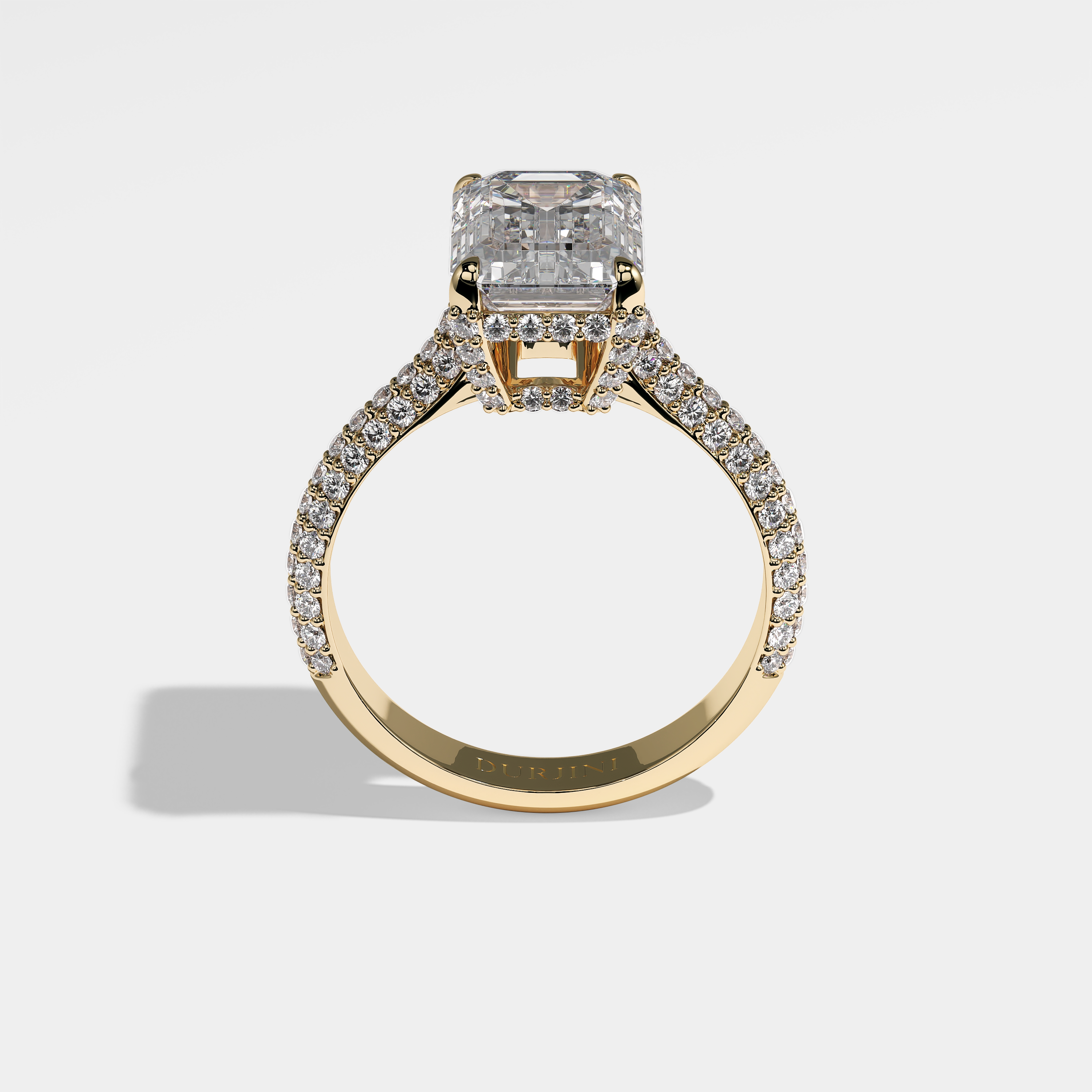 Katy Diamond Emerald Halo Engagement Ring 18K Yellow Gold 5.00ct