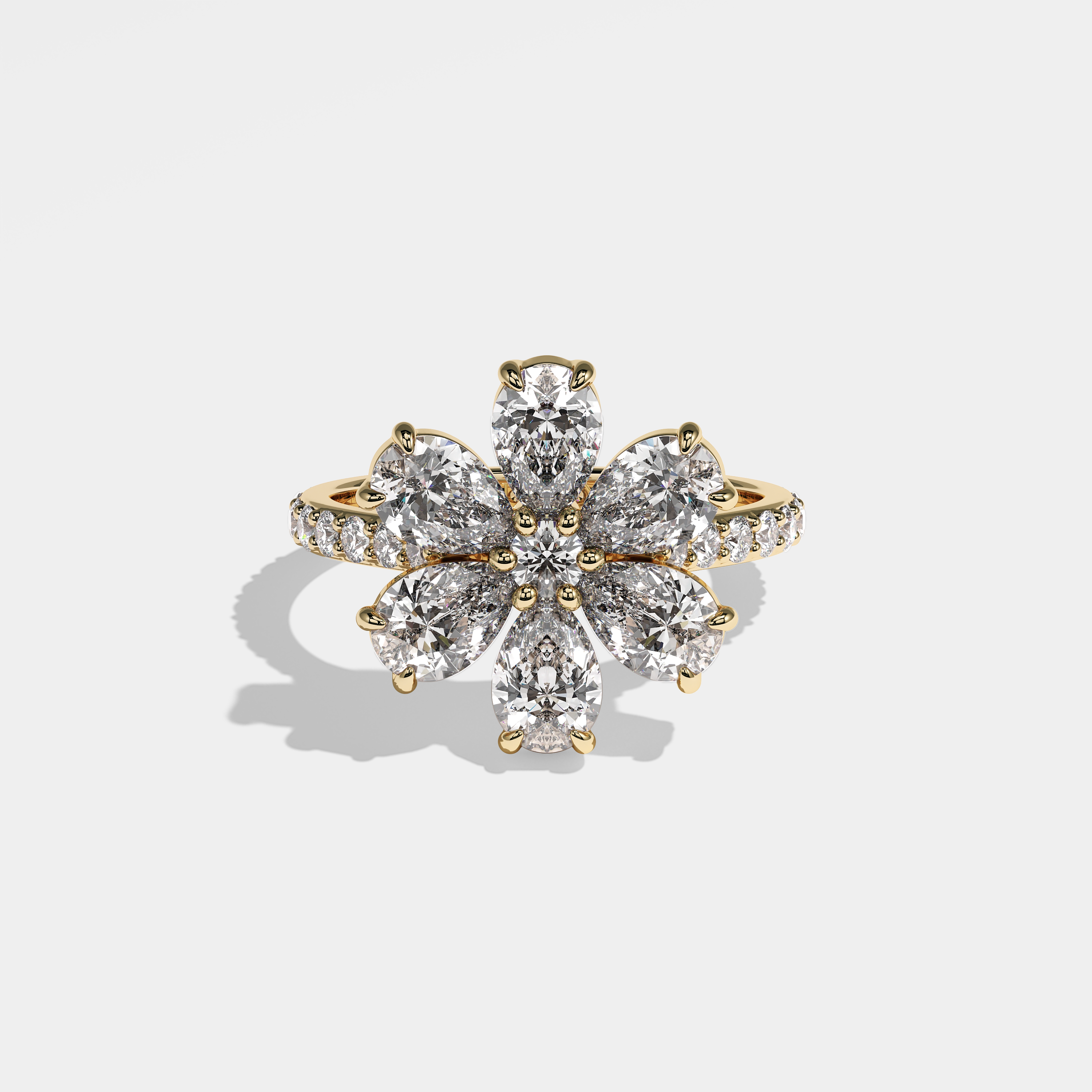 Fair Diamond Pear Engagement Ring 18K Yellow Gold 9.00ct