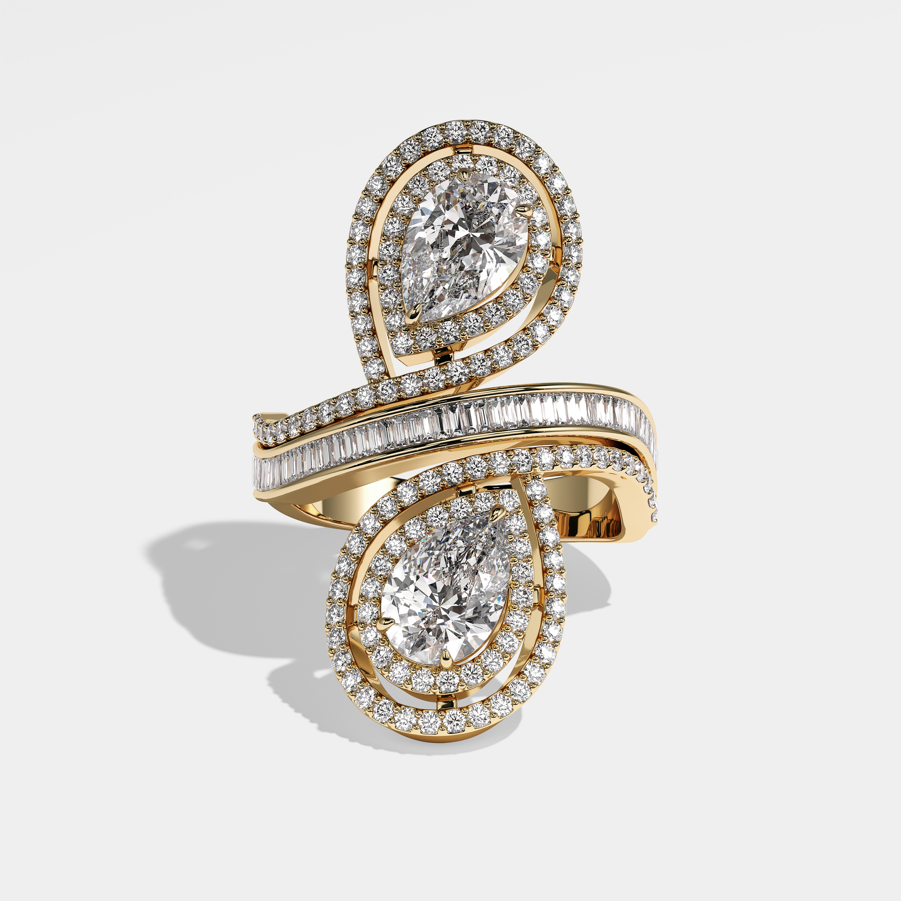 Prestige Diamond Pear Engagement Ring 18K Yellow Gold 16.00ct
